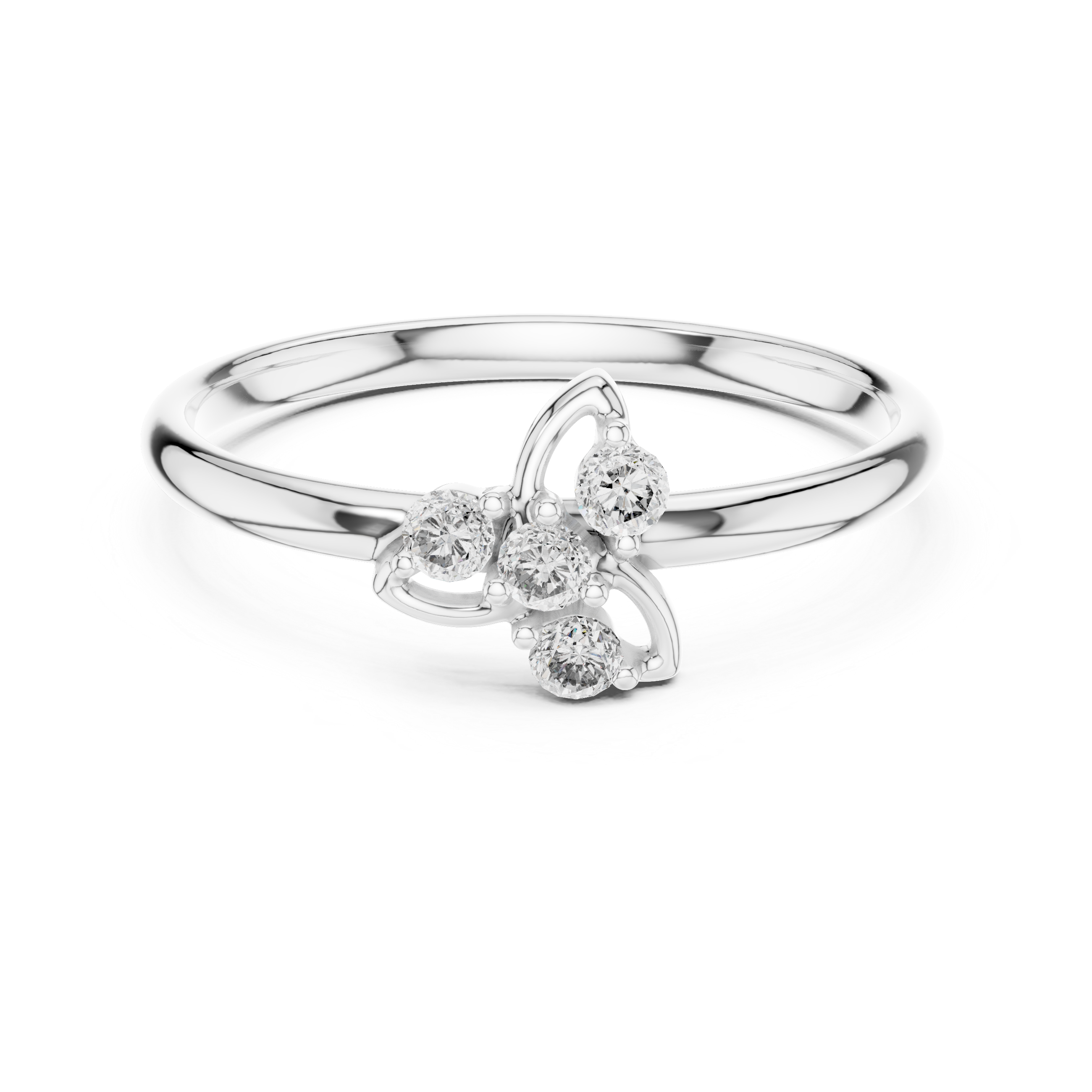 Minimalist Diamond Leaf Cluster Ring