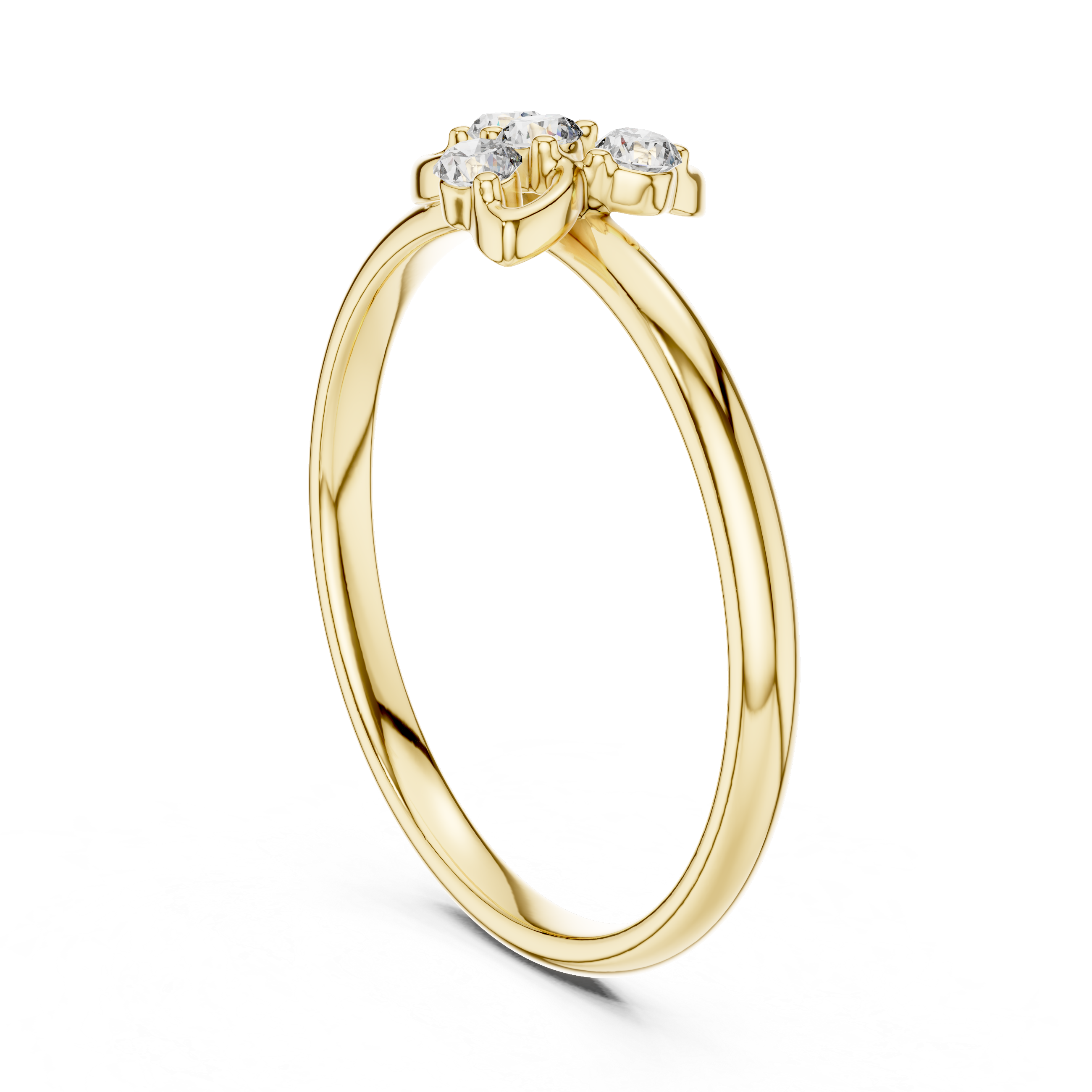 Minimalist Diamond Leaf Cluster Ring
