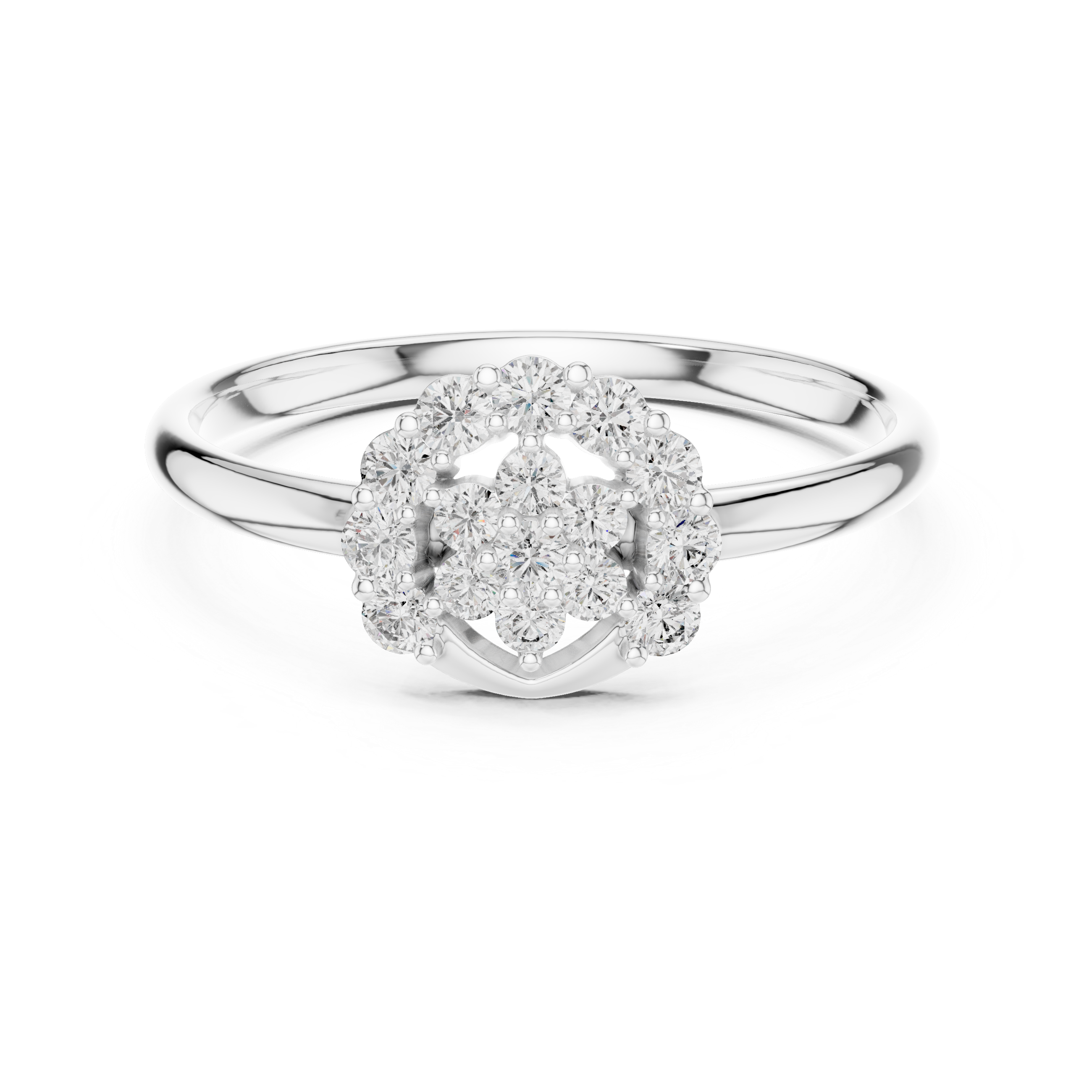 Heart Halo Diamond Cluster Ring