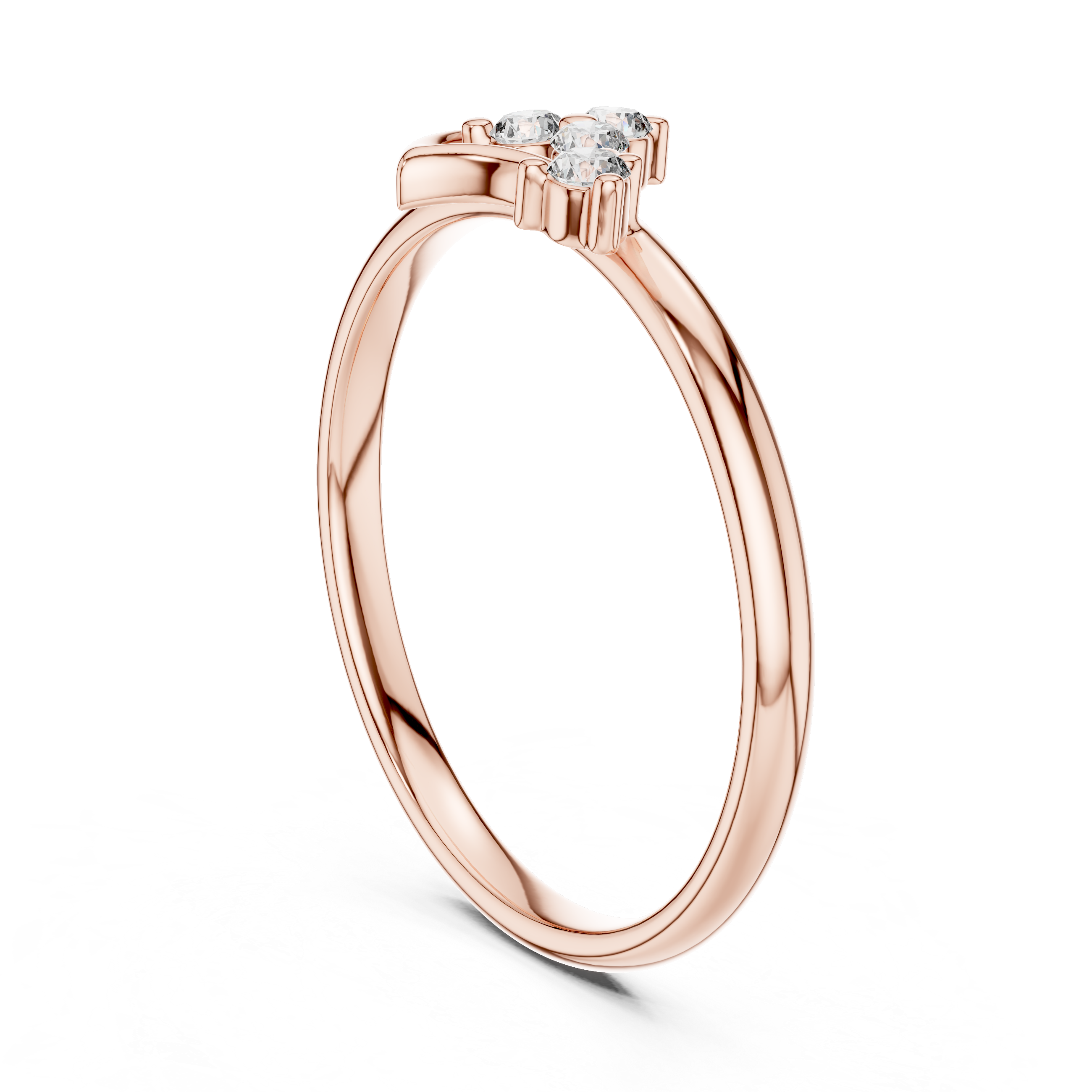 Elegant Curved Diamond Ring – Minimal Heart-Inspired Gold Design