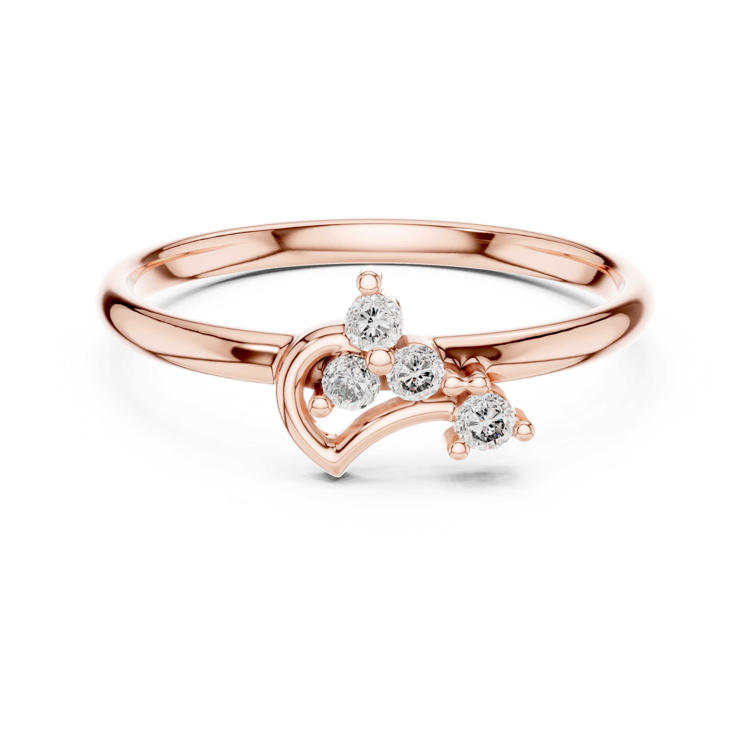 Elegant Curved Diamond Ring – Minimal Heart-Inspired Gold Design