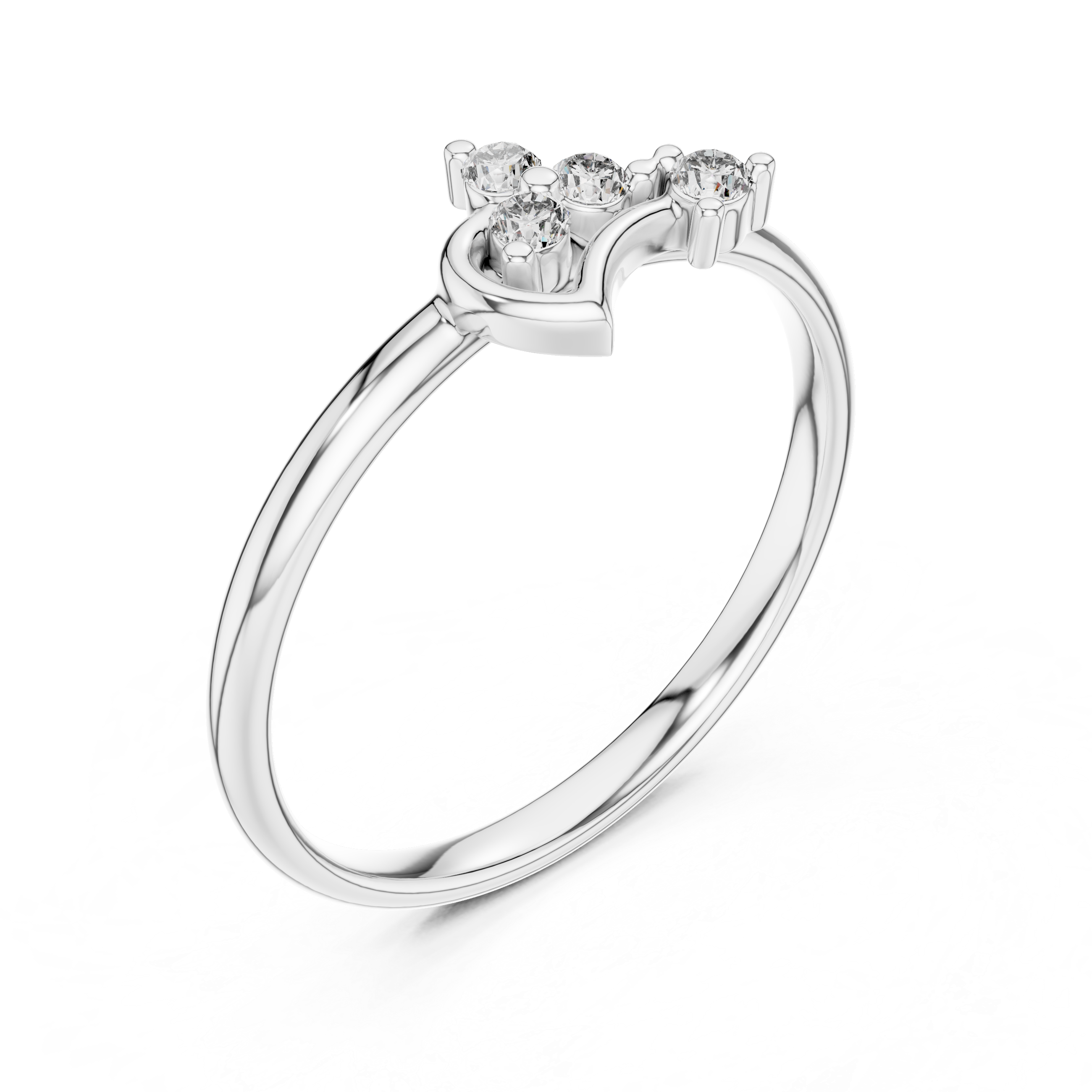 Elegant Curved Diamond Ring – Minimal Heart-Inspired Gold Design