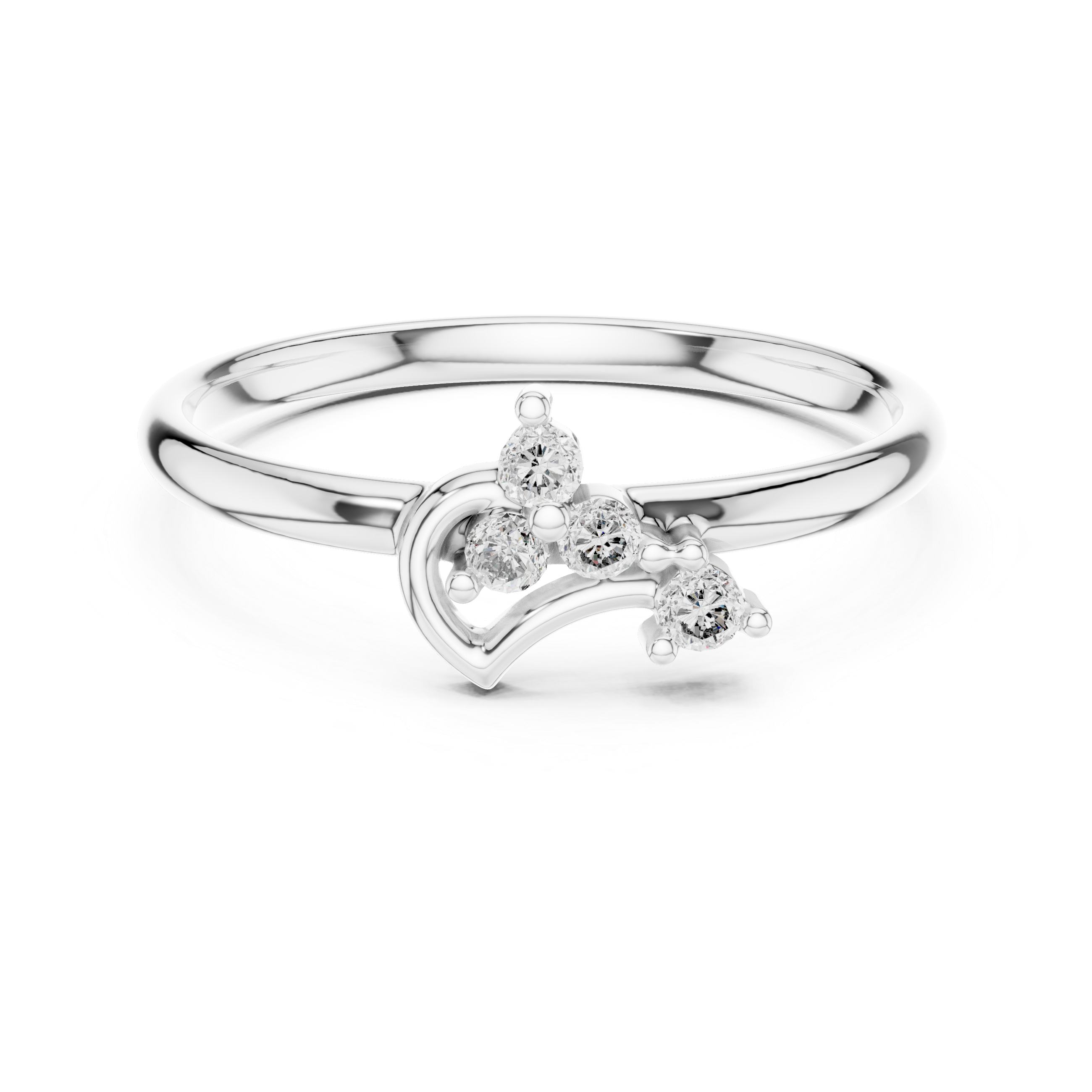 Elegant Curved Diamond Ring – Minimal Heart-Inspired Gold Design