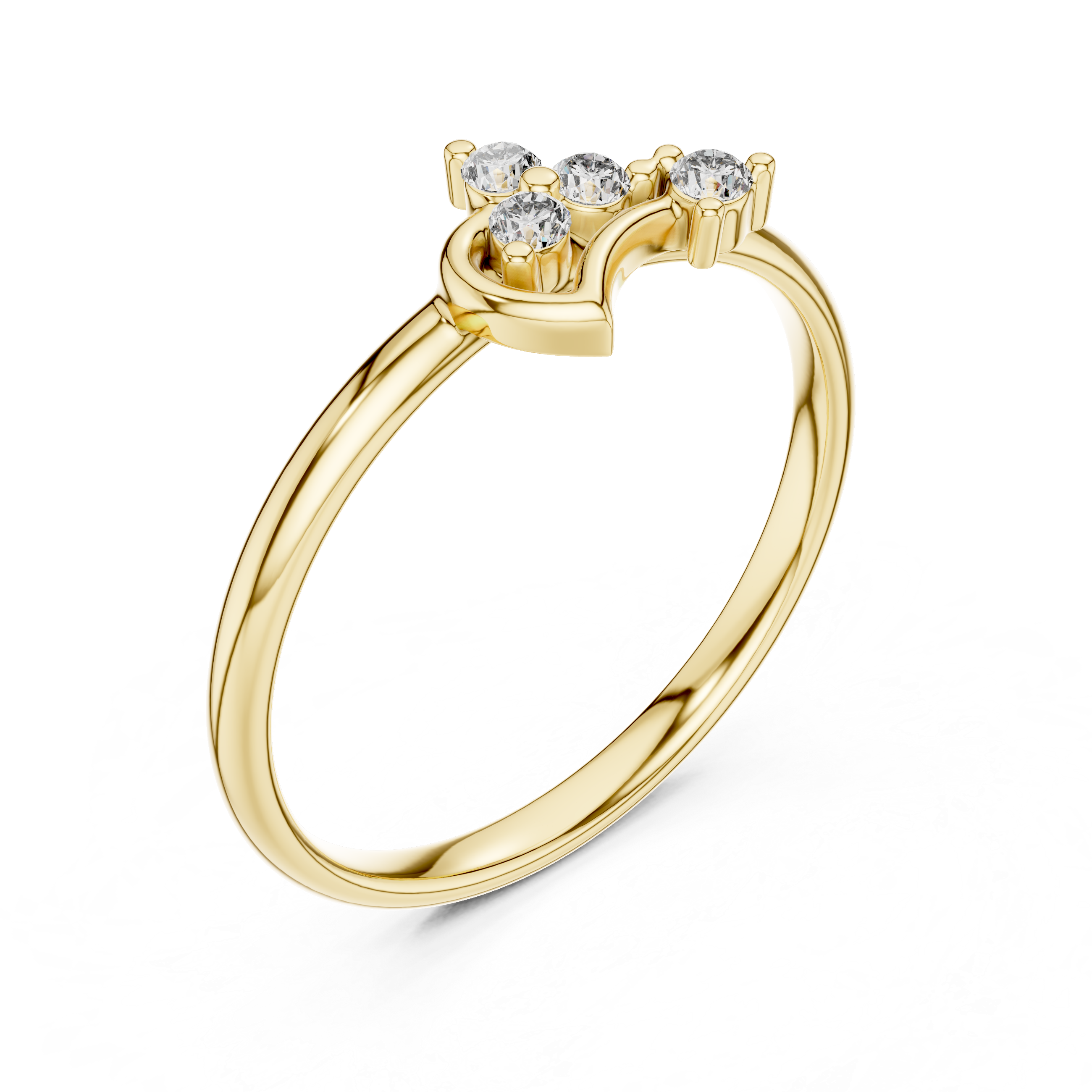 Elegant Curved Diamond Ring – Minimal Heart-Inspired Gold Design