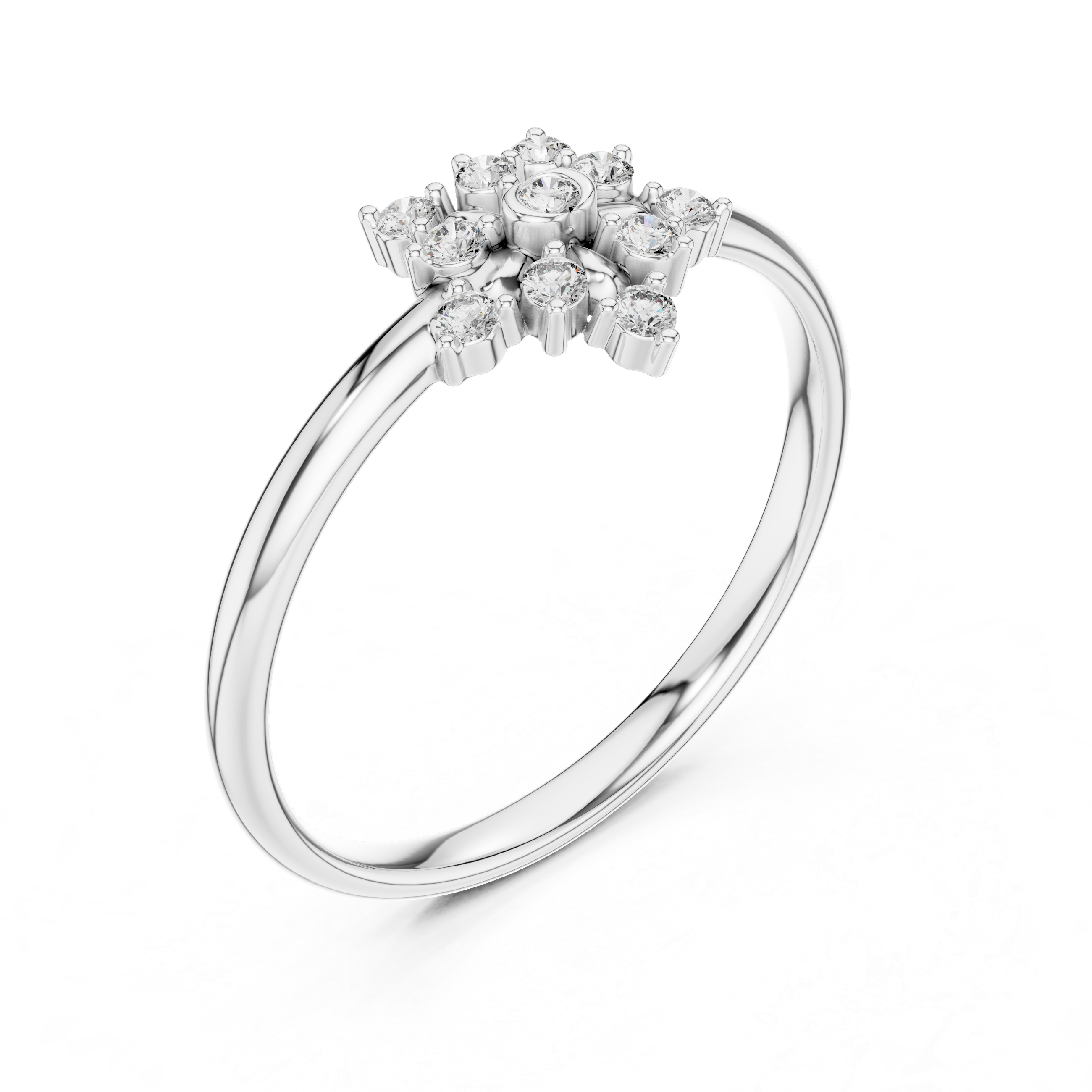 Radiant Floral Diamond Cluster Ring – Vintage-Inspired Gold Bloom Design