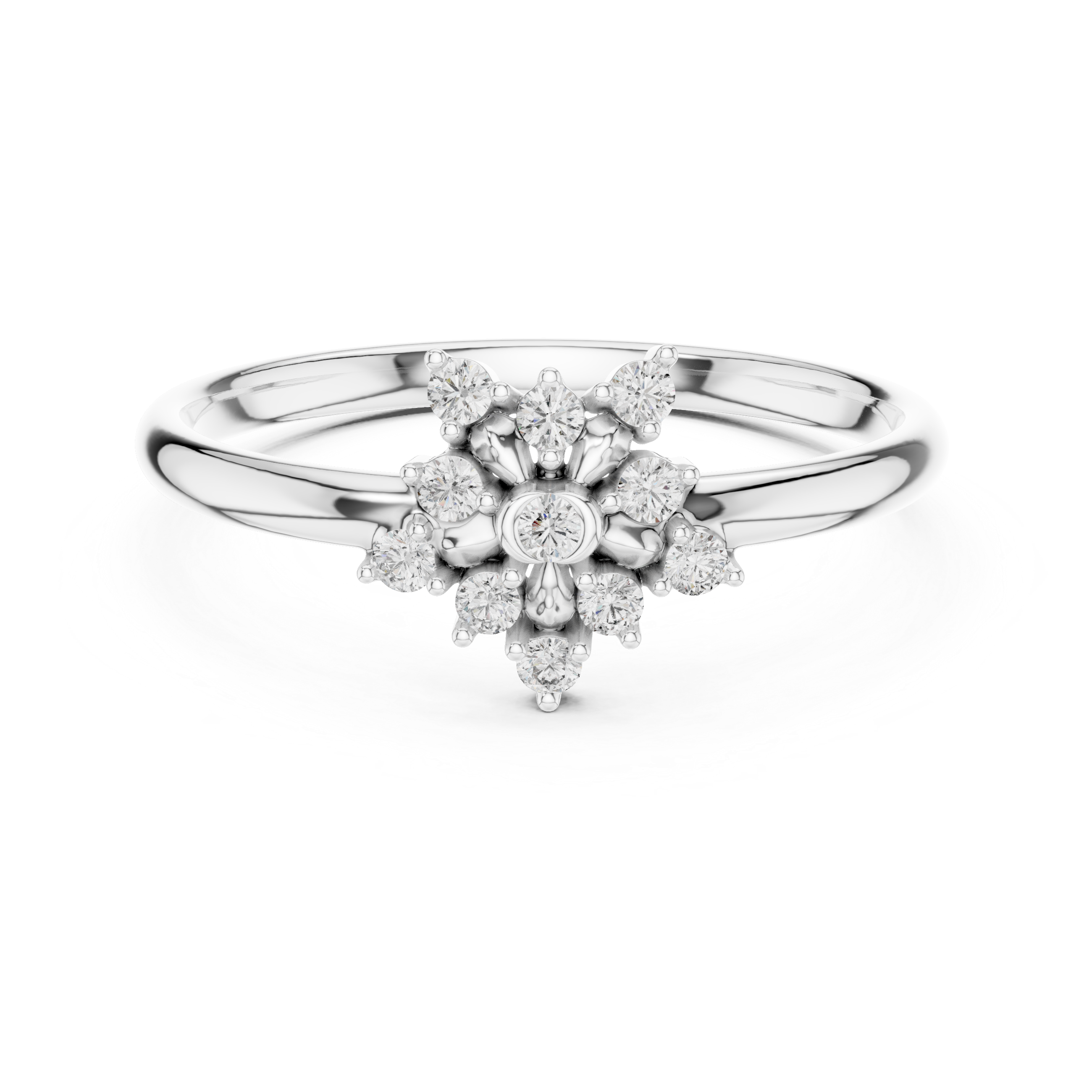 Radiant Floral Diamond Cluster Ring – Vintage-Inspired Gold Bloom Design