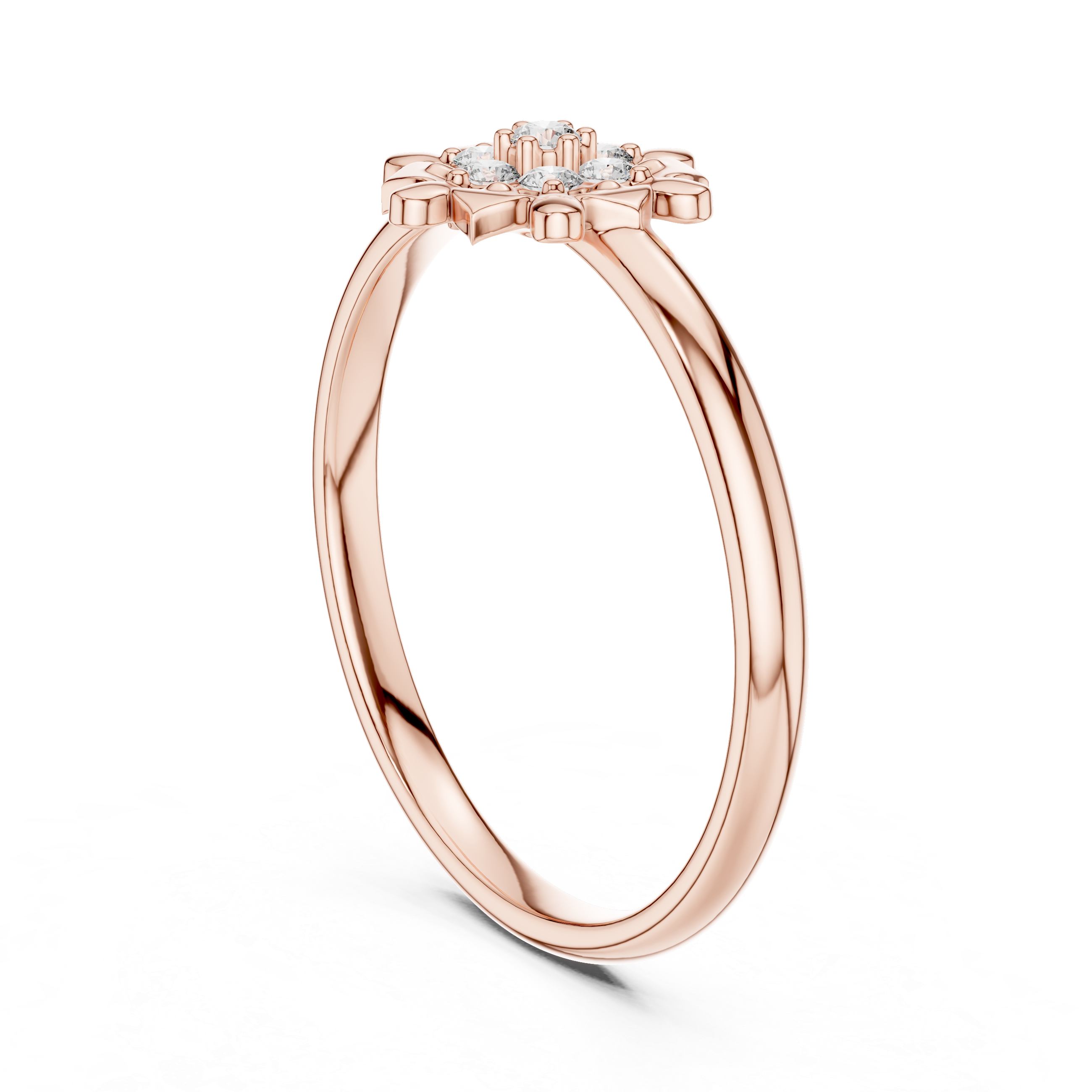 Vintage Floral Diamond Ring – Delicate Petal Cluster Gold Band