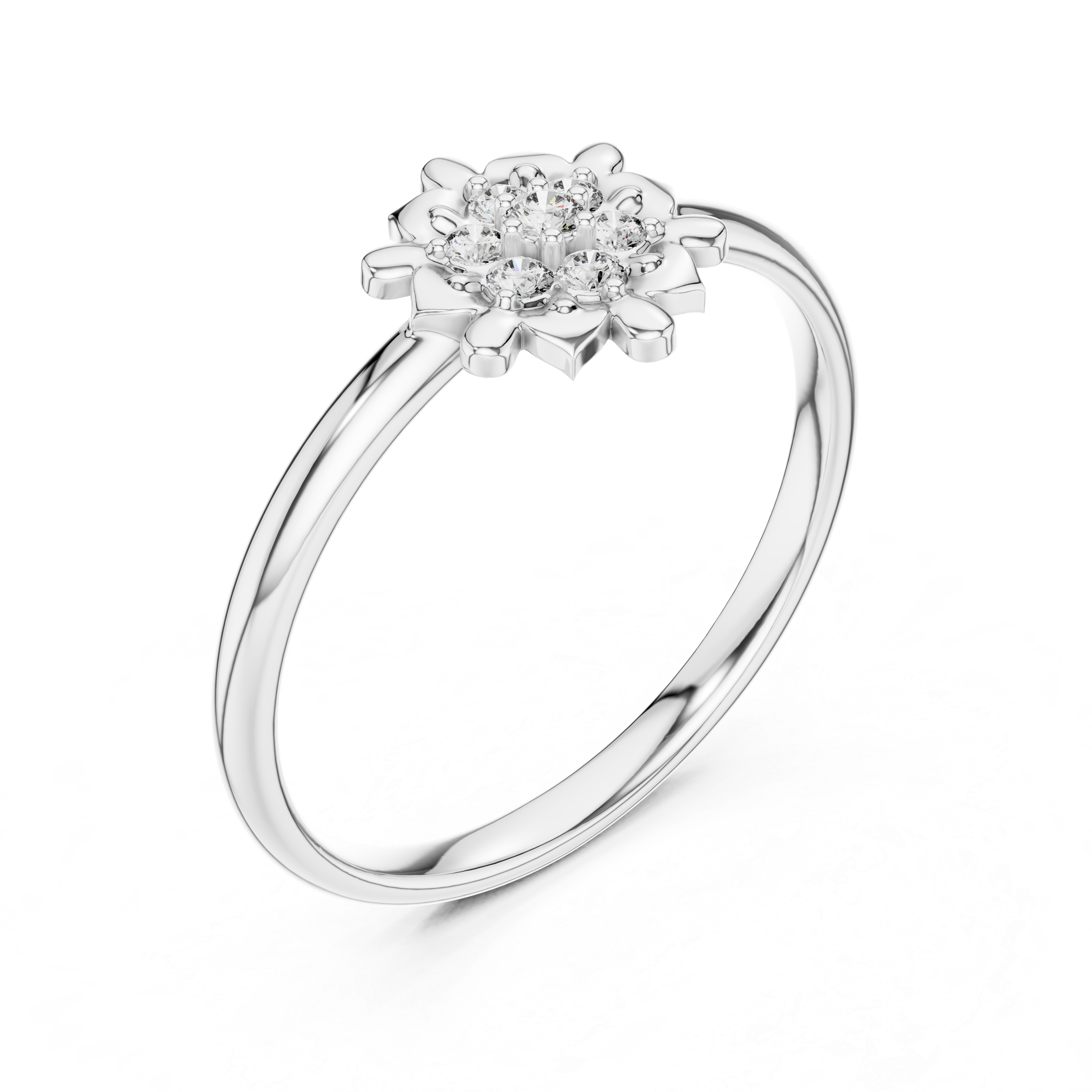 Vintage Floral Diamond Ring – Delicate Petal Cluster Gold Band