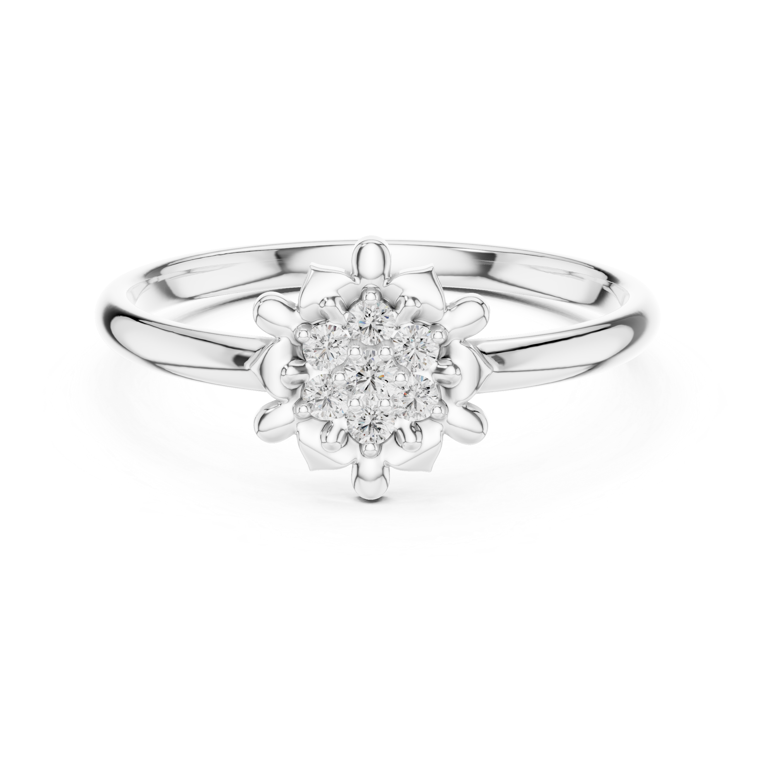 Vintage Floral Diamond Ring – Delicate Petal Cluster Gold Band