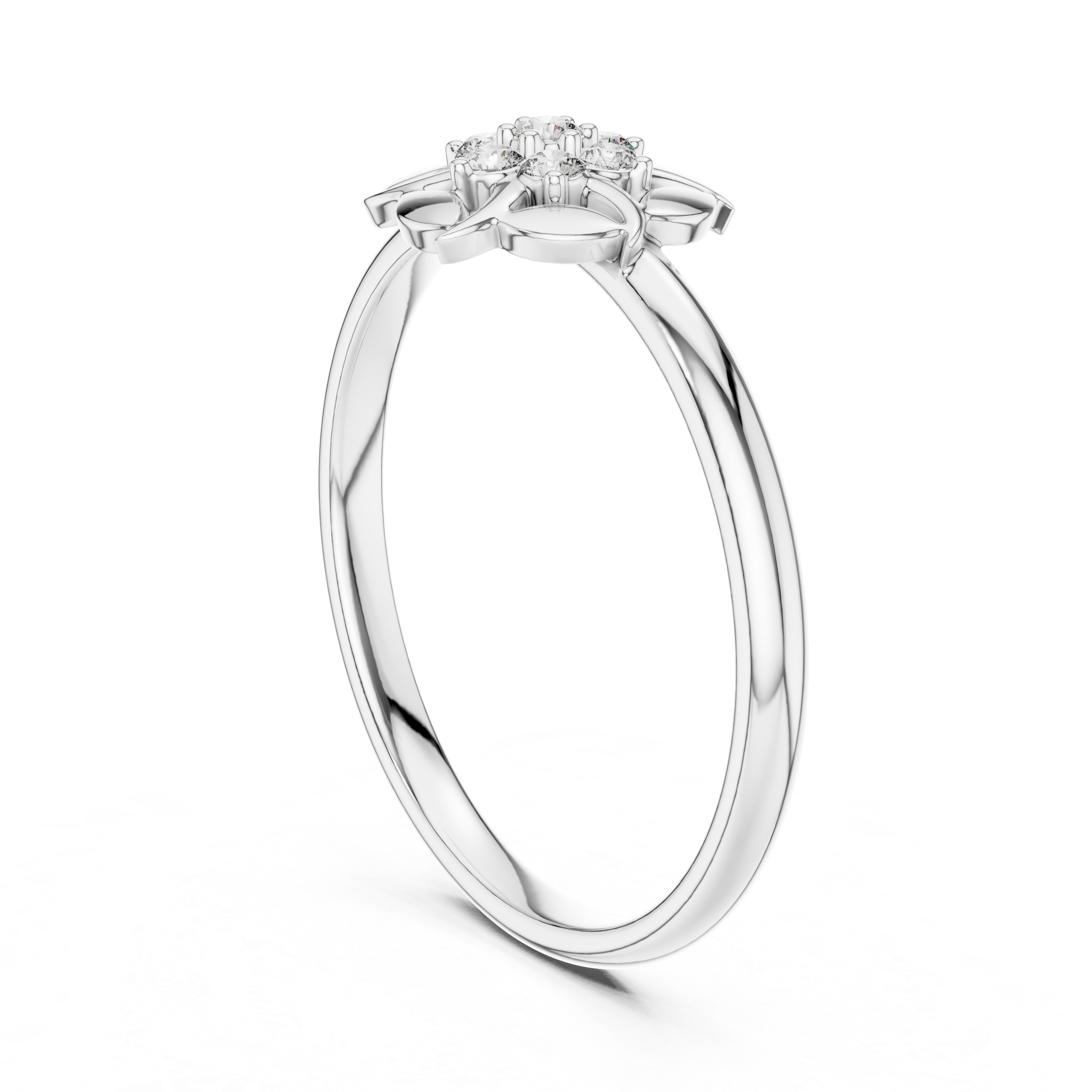 Floral Diamond Cluster Ring – Leaf Petal Gold Design with 7 Stones