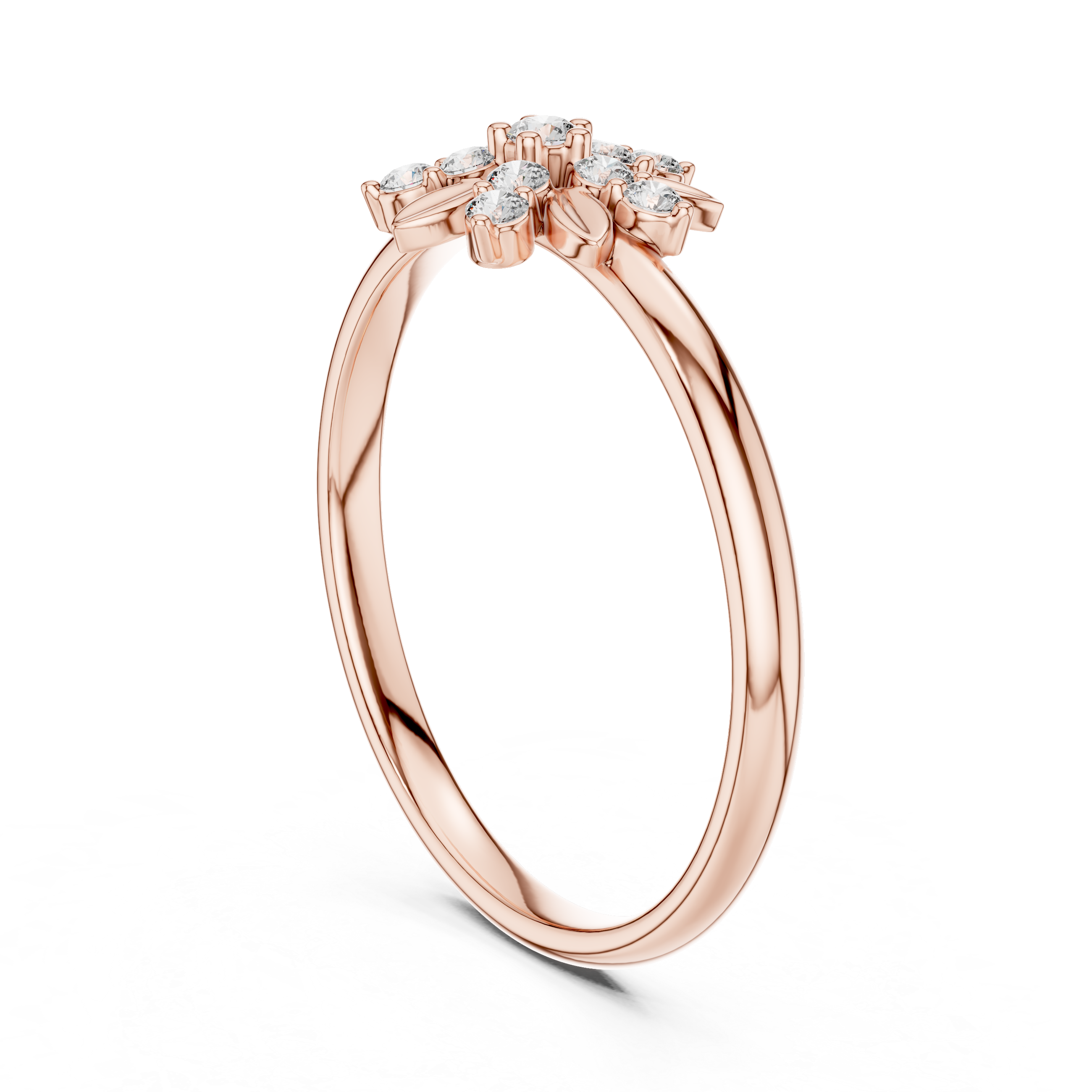 Floral Cluster Diamond Ring – Elegant Petal Star Gold Design