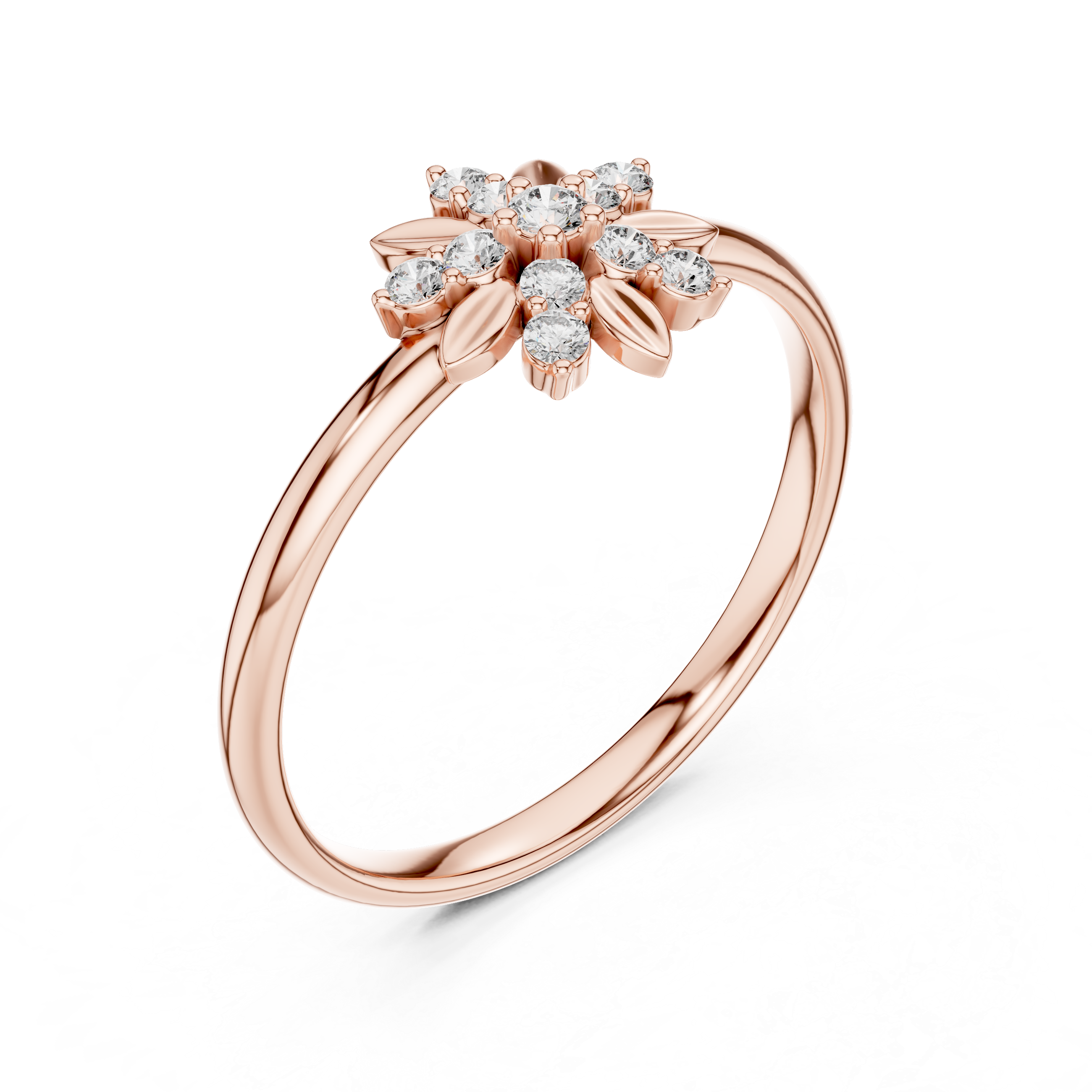 Floral Cluster Diamond Ring – Elegant Petal Star Gold Design