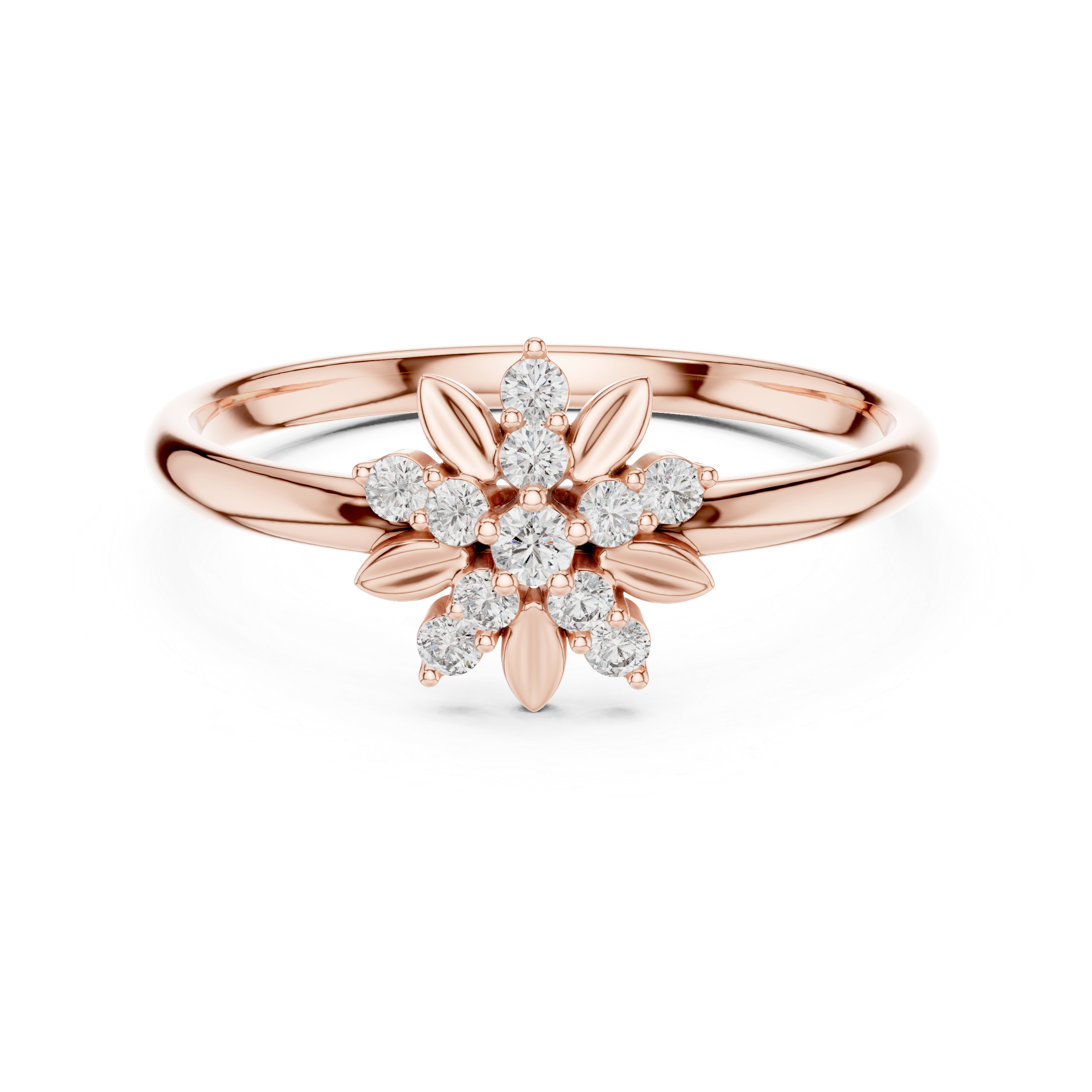 Floral Cluster Diamond Ring – Elegant Petal Star Gold Design