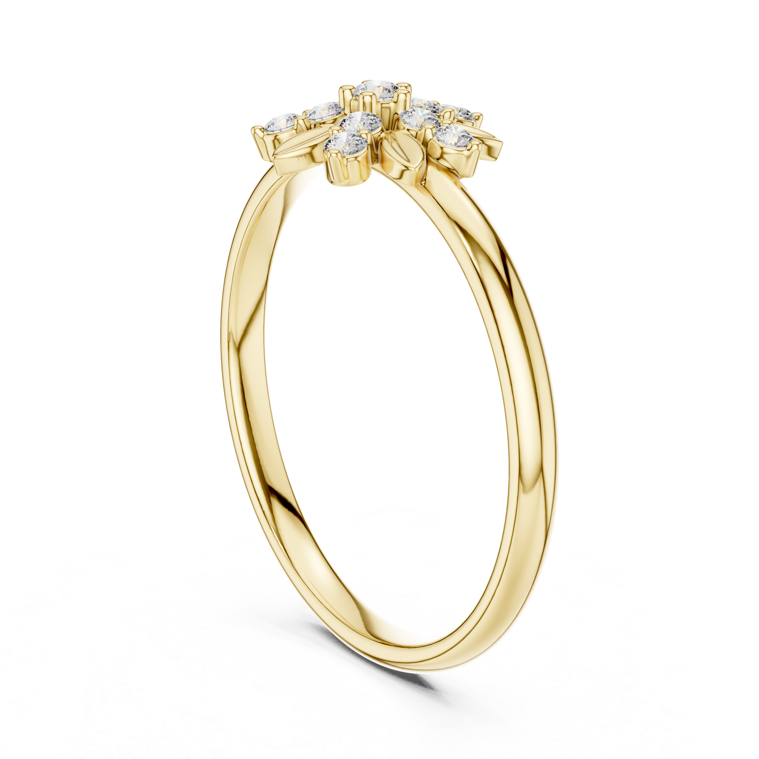 Floral Cluster Diamond Ring – Elegant Petal Star Gold Design