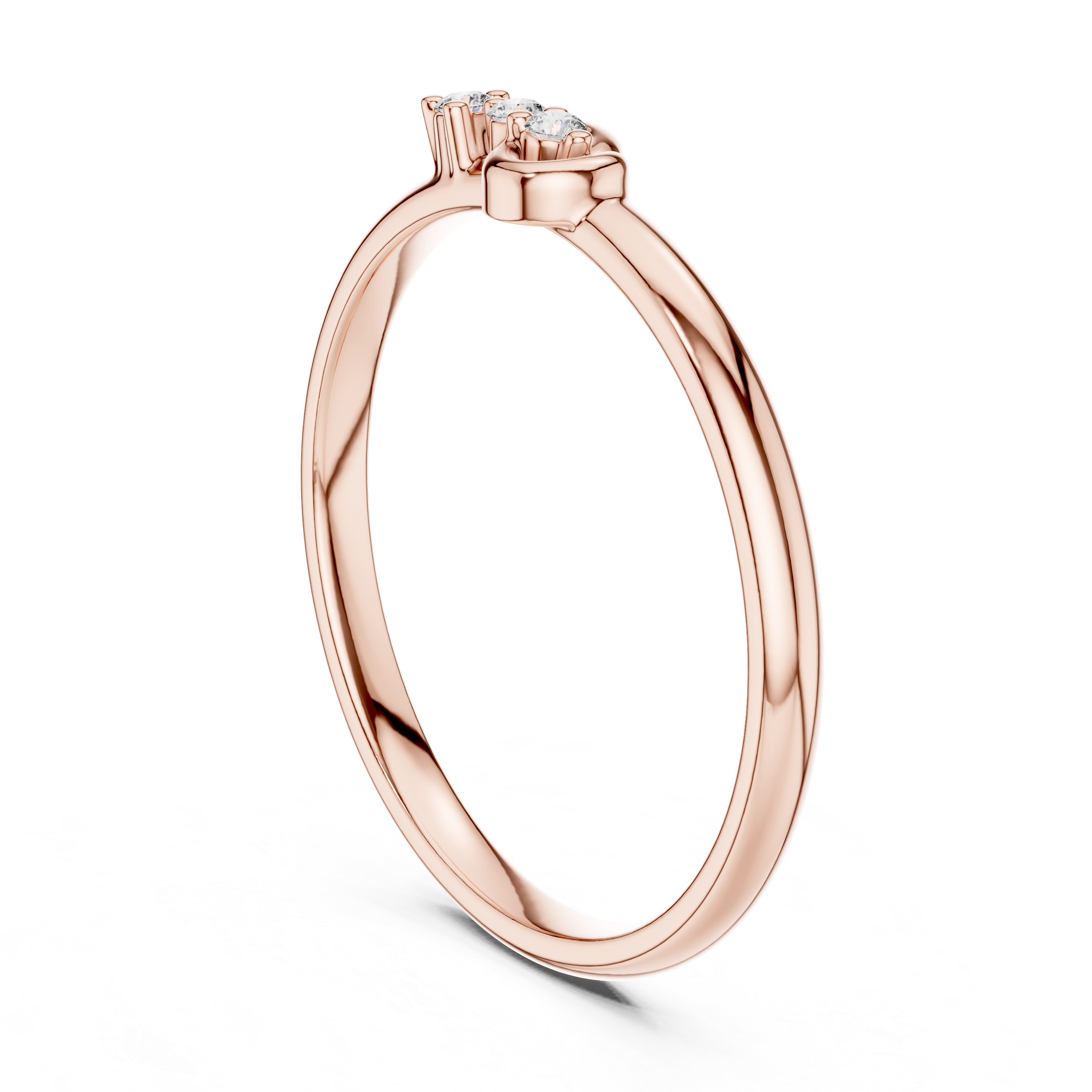 Delicate Diamond Wave Ring – Minimal Curved Gold Band