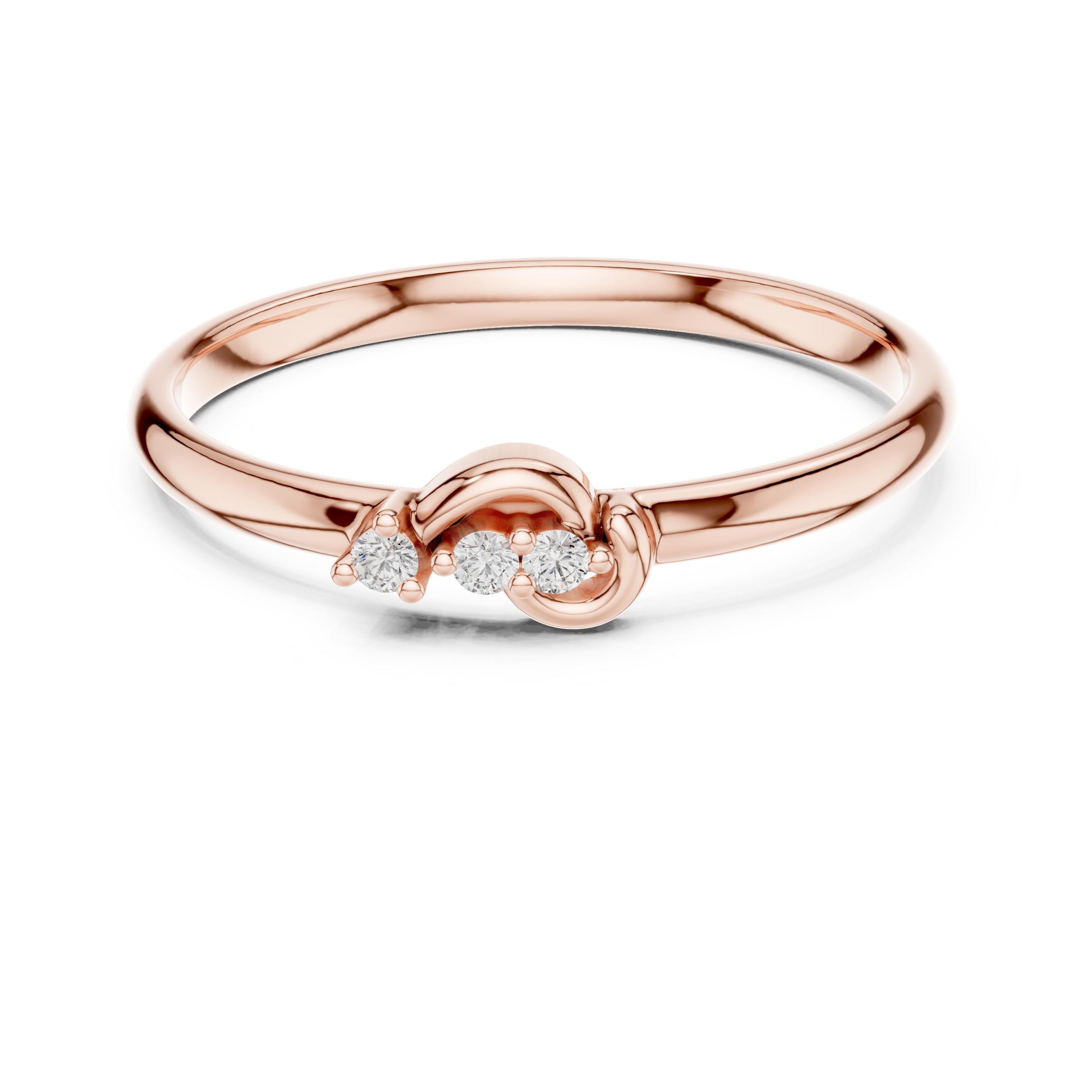 Delicate Diamond Wave Ring – Minimal Curved Gold Band