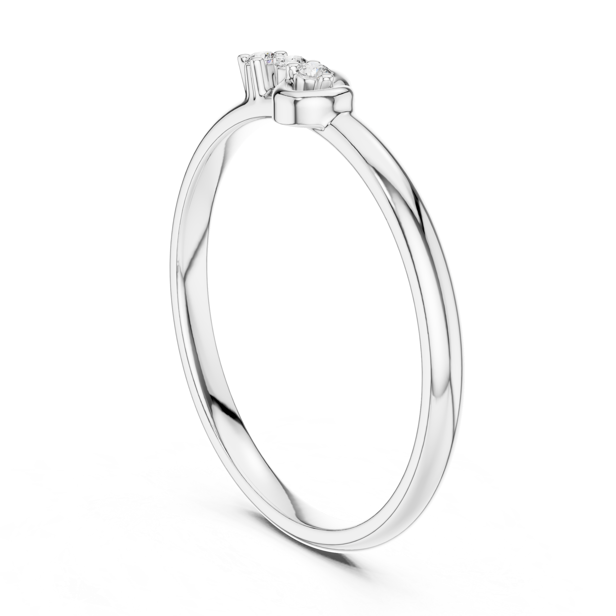 Delicate Diamond Wave Ring – Minimal Curved Gold Band