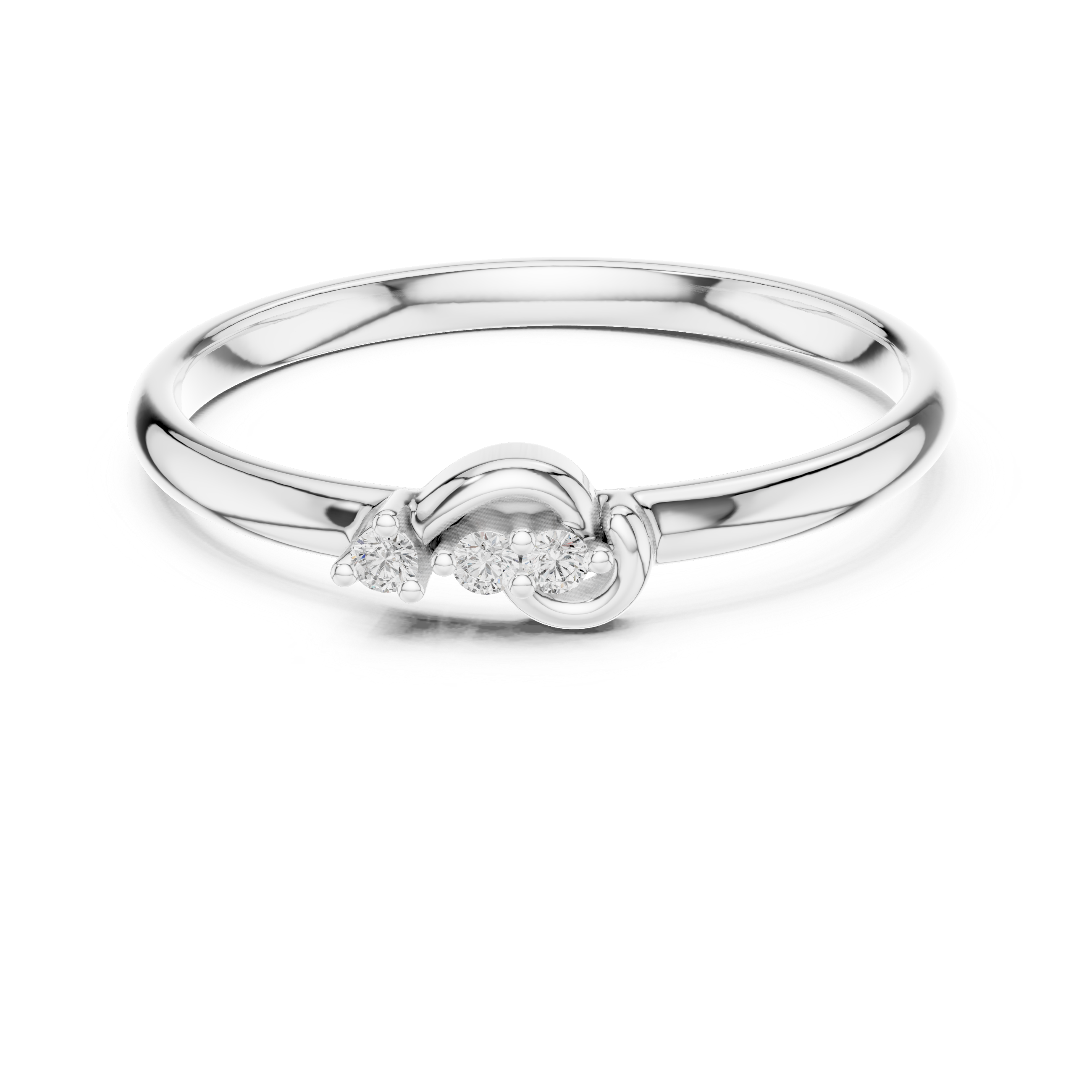 Delicate Diamond Wave Ring – Minimal Curved Gold Band