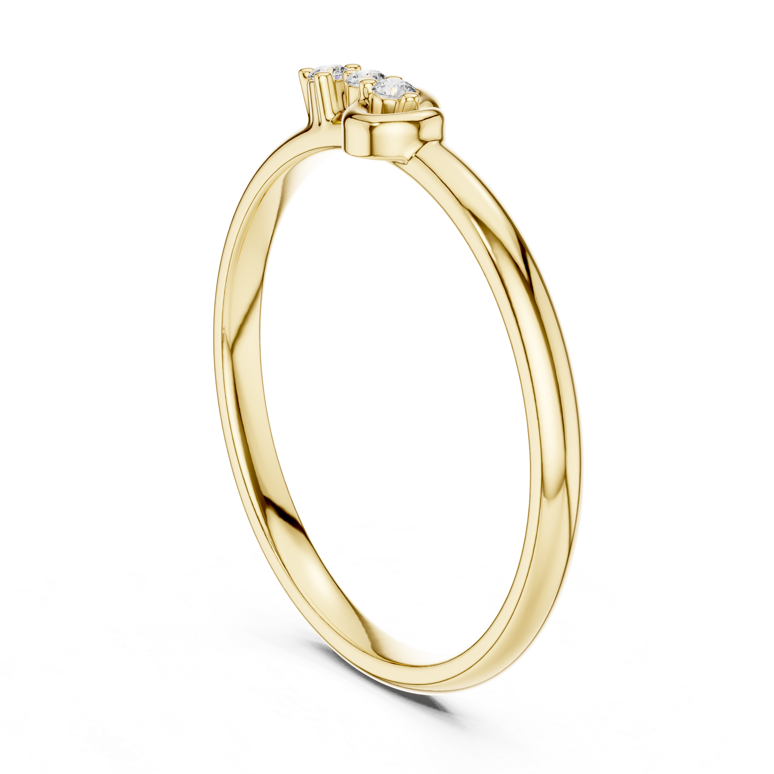 Delicate Diamond Wave Ring – Minimal Curved Gold Band