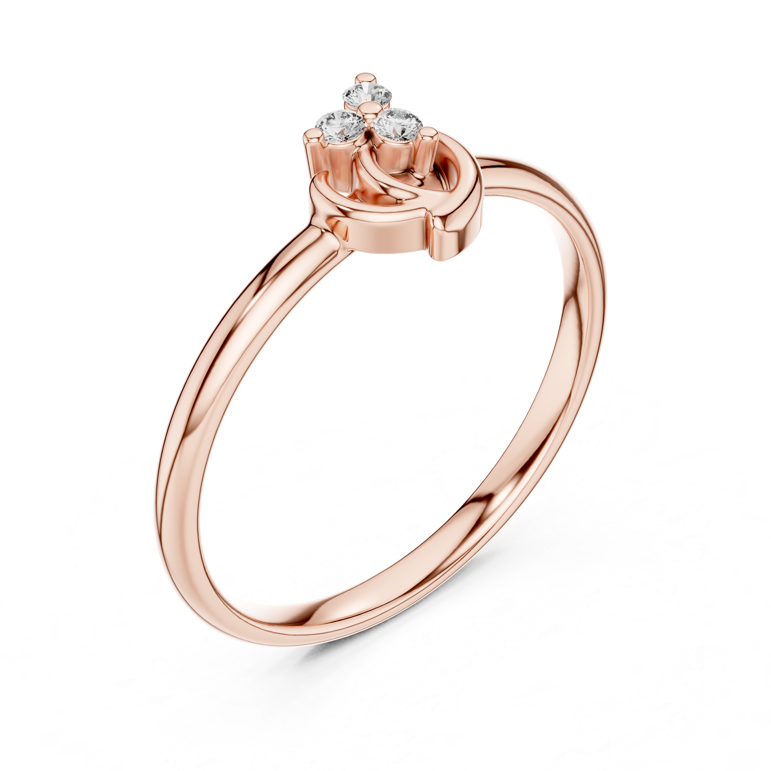 Modern Swirl Diamond Ring – Minimal Triple Stone Gold Band