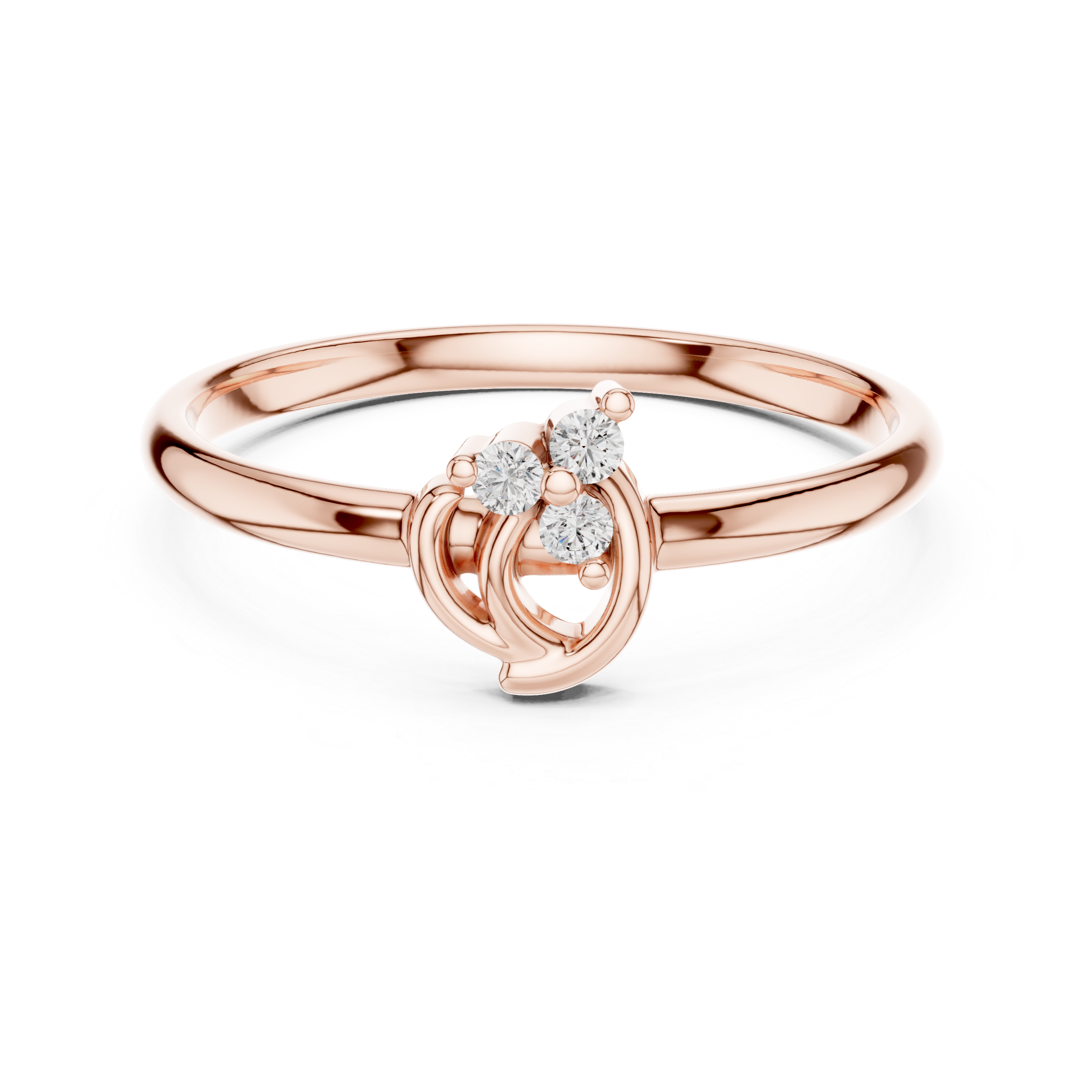 Modern Swirl Diamond Ring – Minimal Triple Stone Gold Band