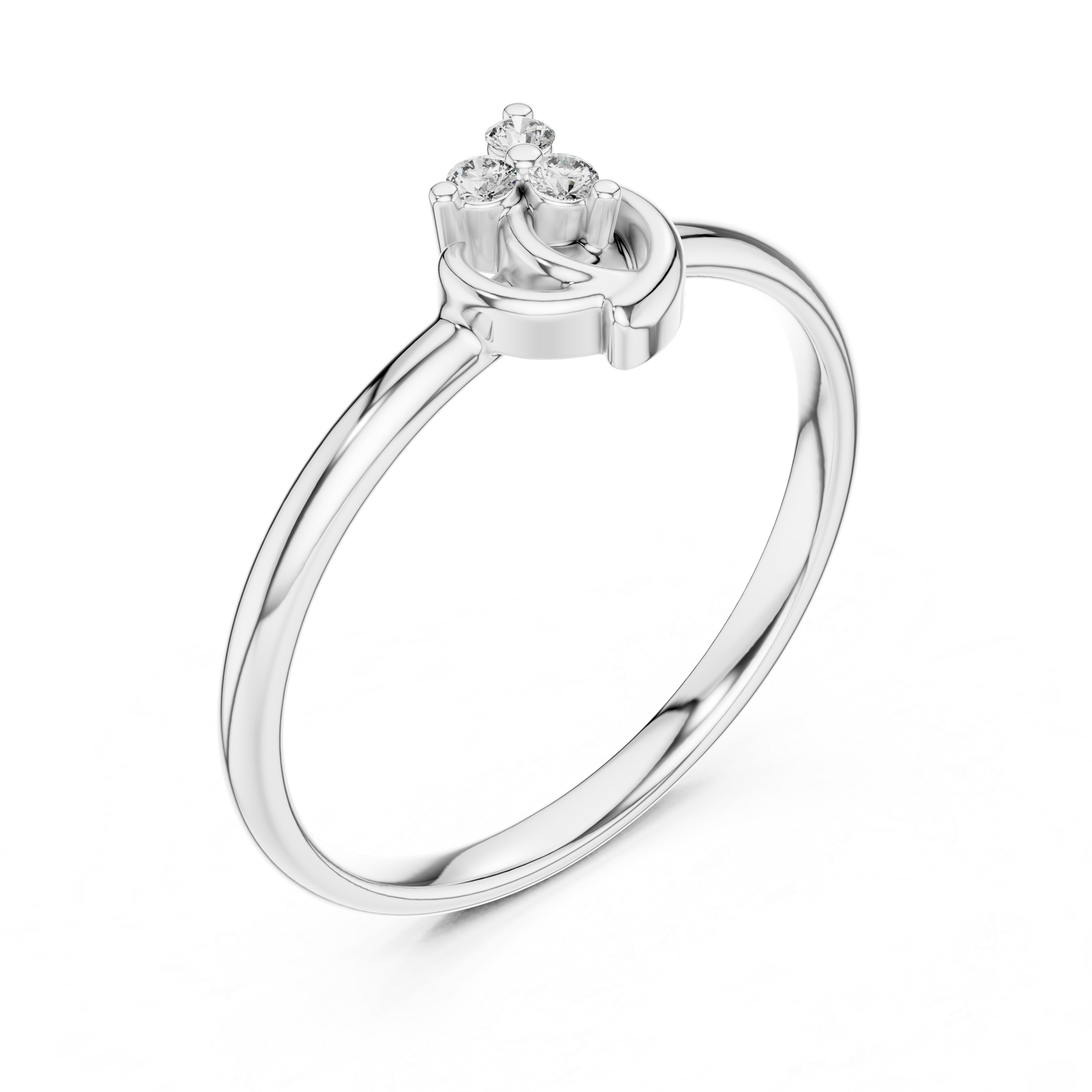 Modern Swirl Diamond Ring – Minimal Triple Stone Gold Band