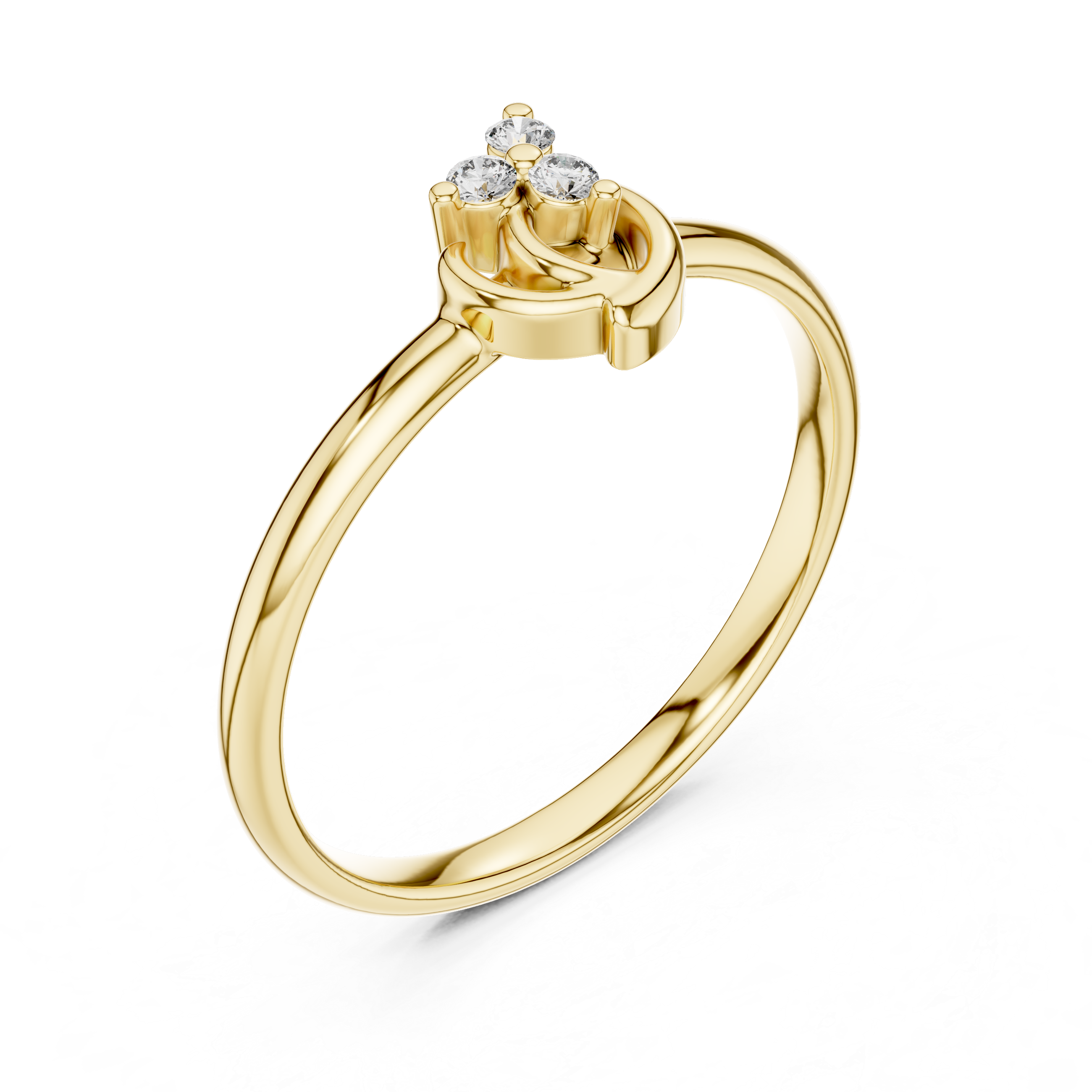 Modern Swirl Diamond Ring – Minimal Triple Stone Gold Band