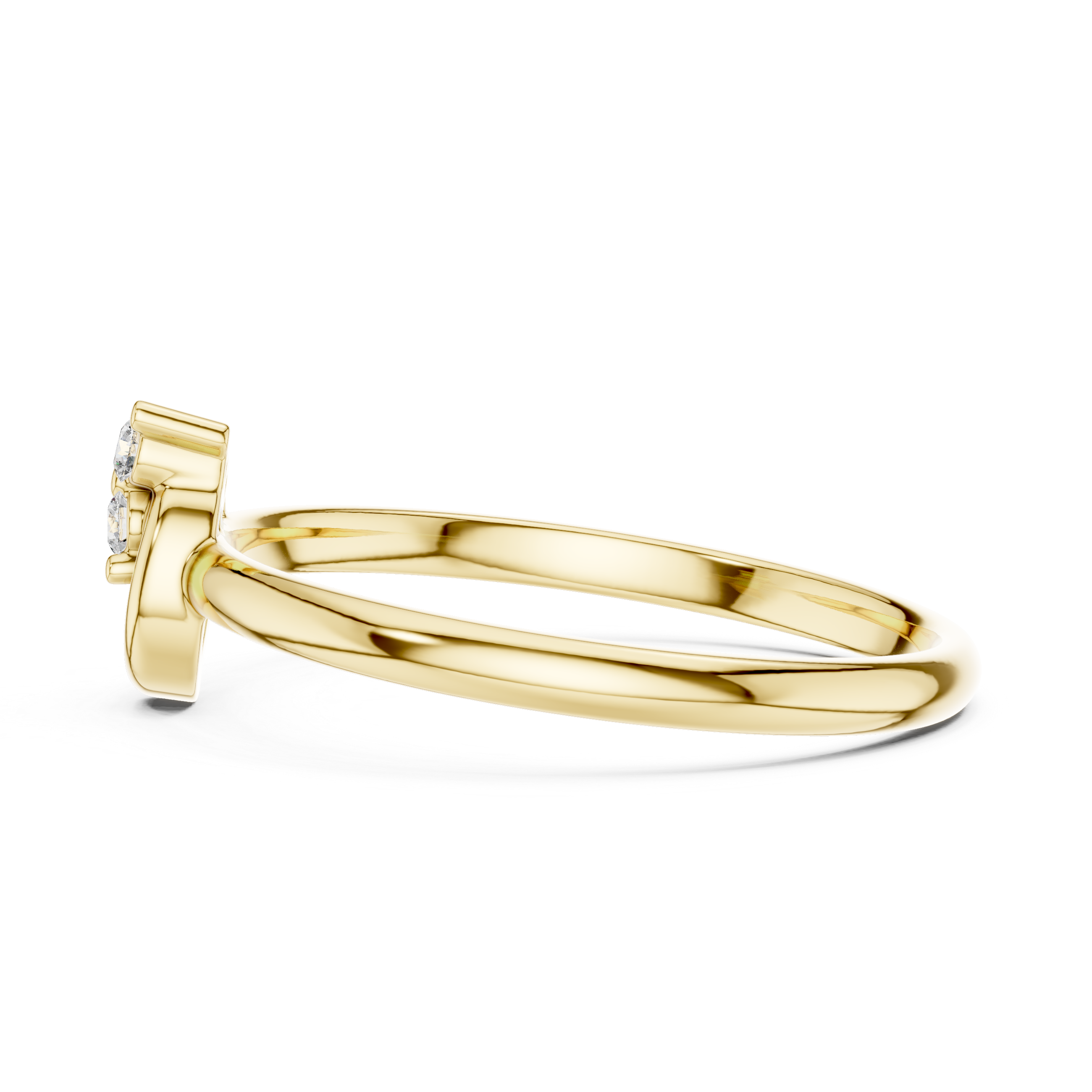 Modern Swirl Diamond Ring – Minimal Triple Stone Gold Band