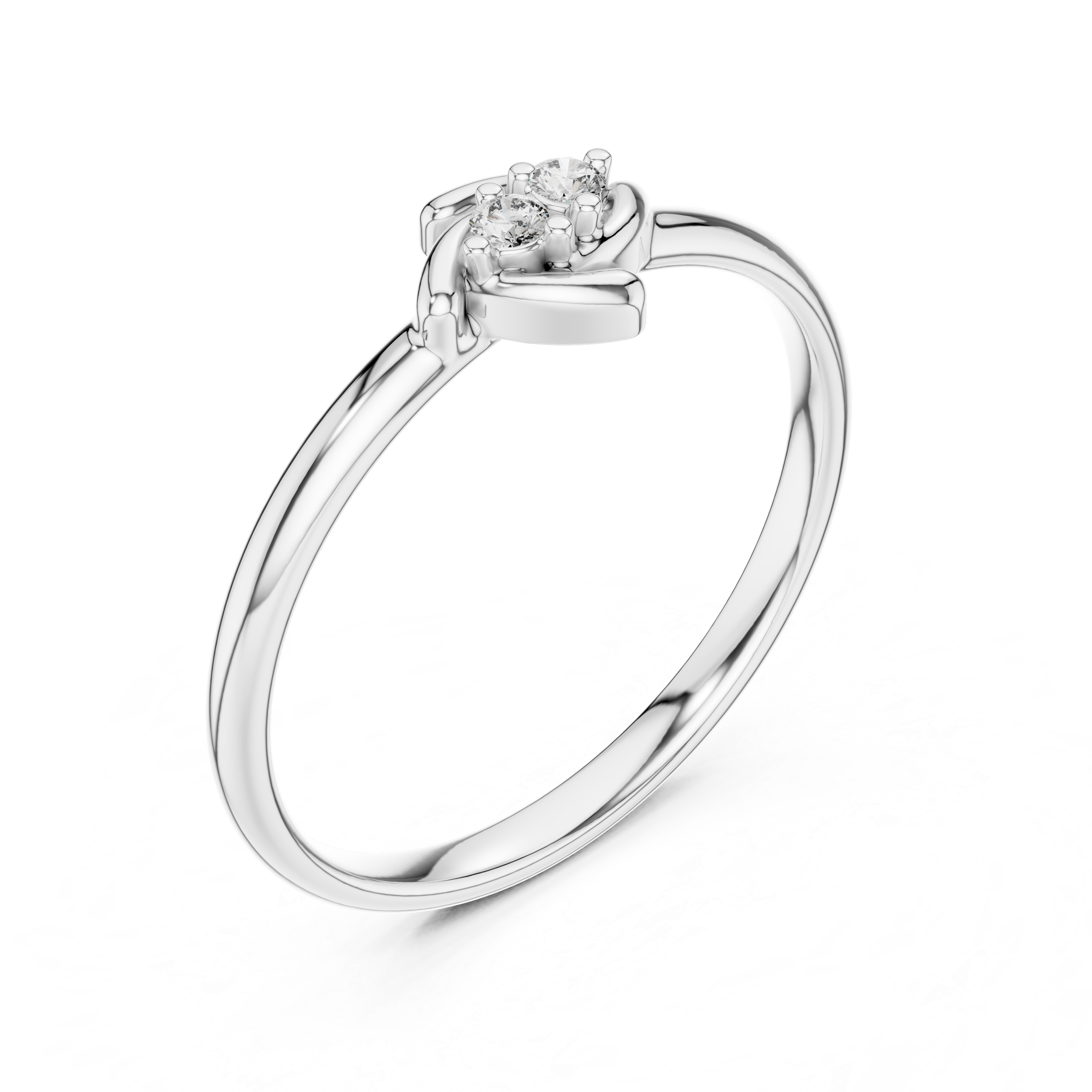 Minimalist Two-Stone Diamond Ring – Elegant Twist Gold Band