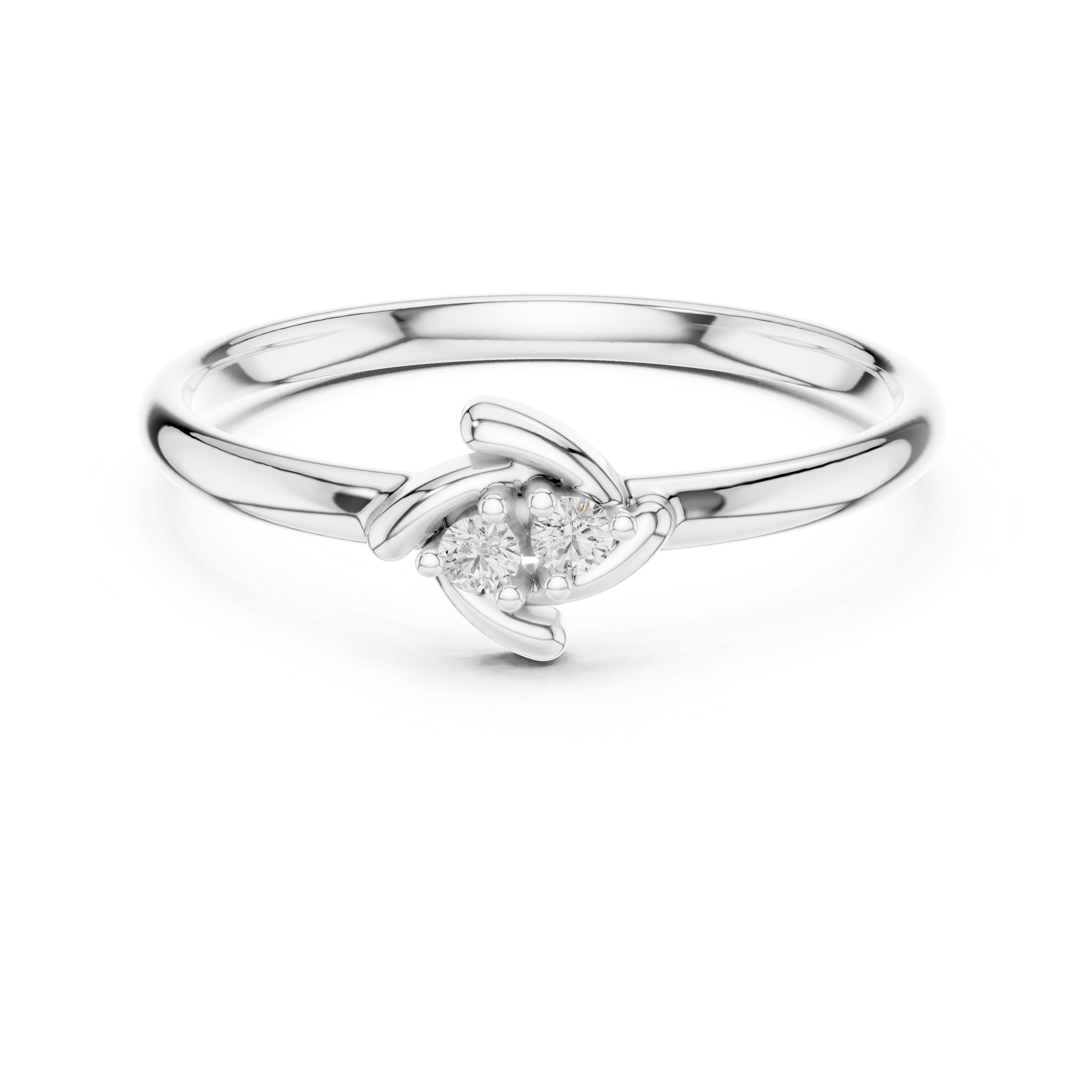 Minimalist Two-Stone Diamond Ring – Elegant Twist Gold Band