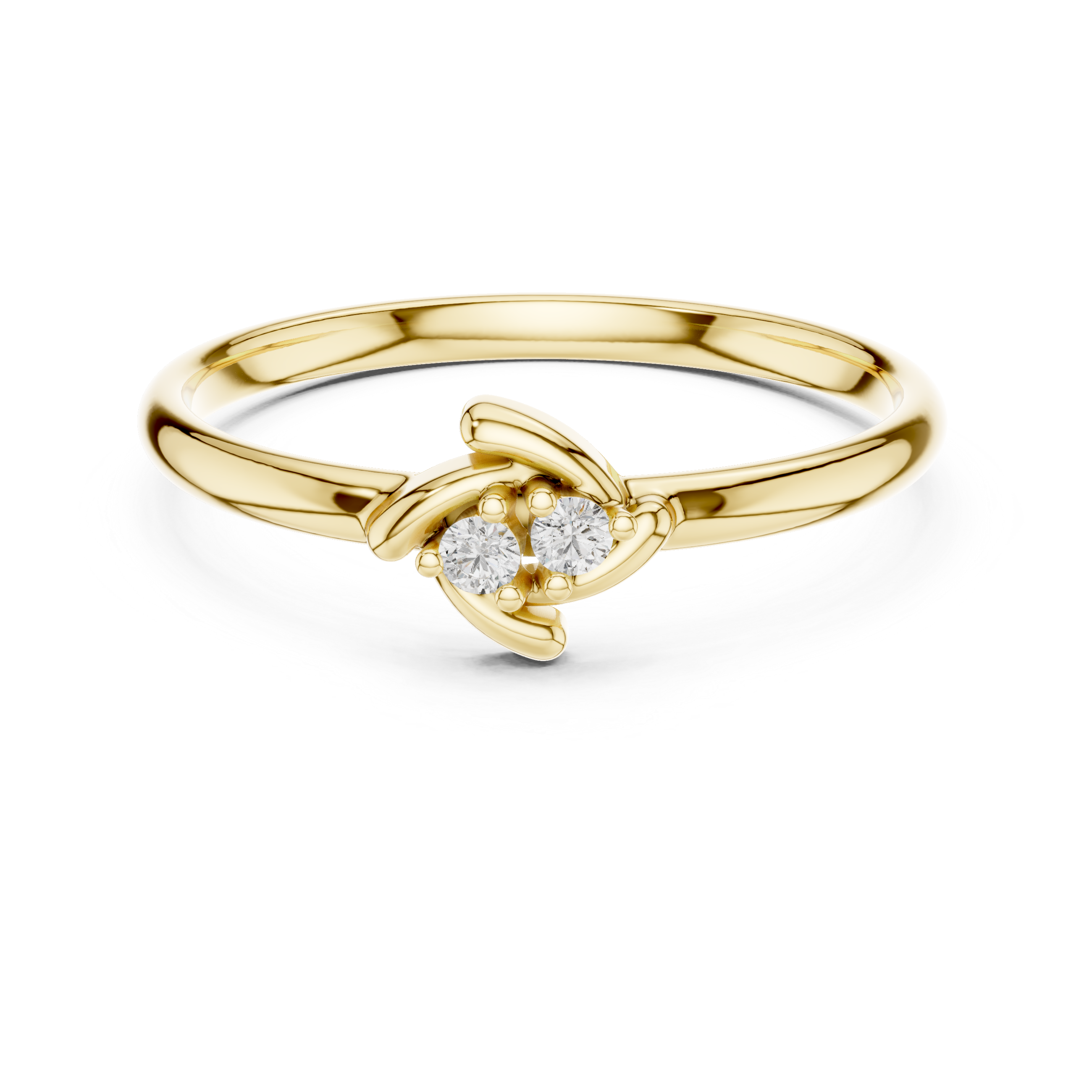 Minimalist Two-Stone Diamond Ring – Elegant Twist Gold Band