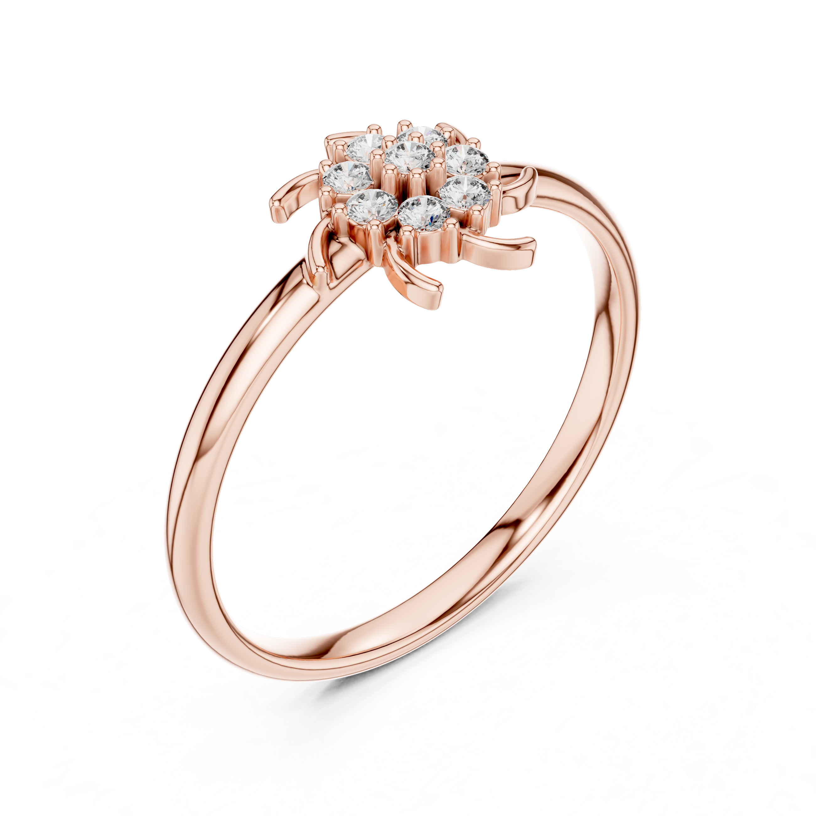 Sunburst Floral Diamond Ring – Minimal Elegant Gold Band