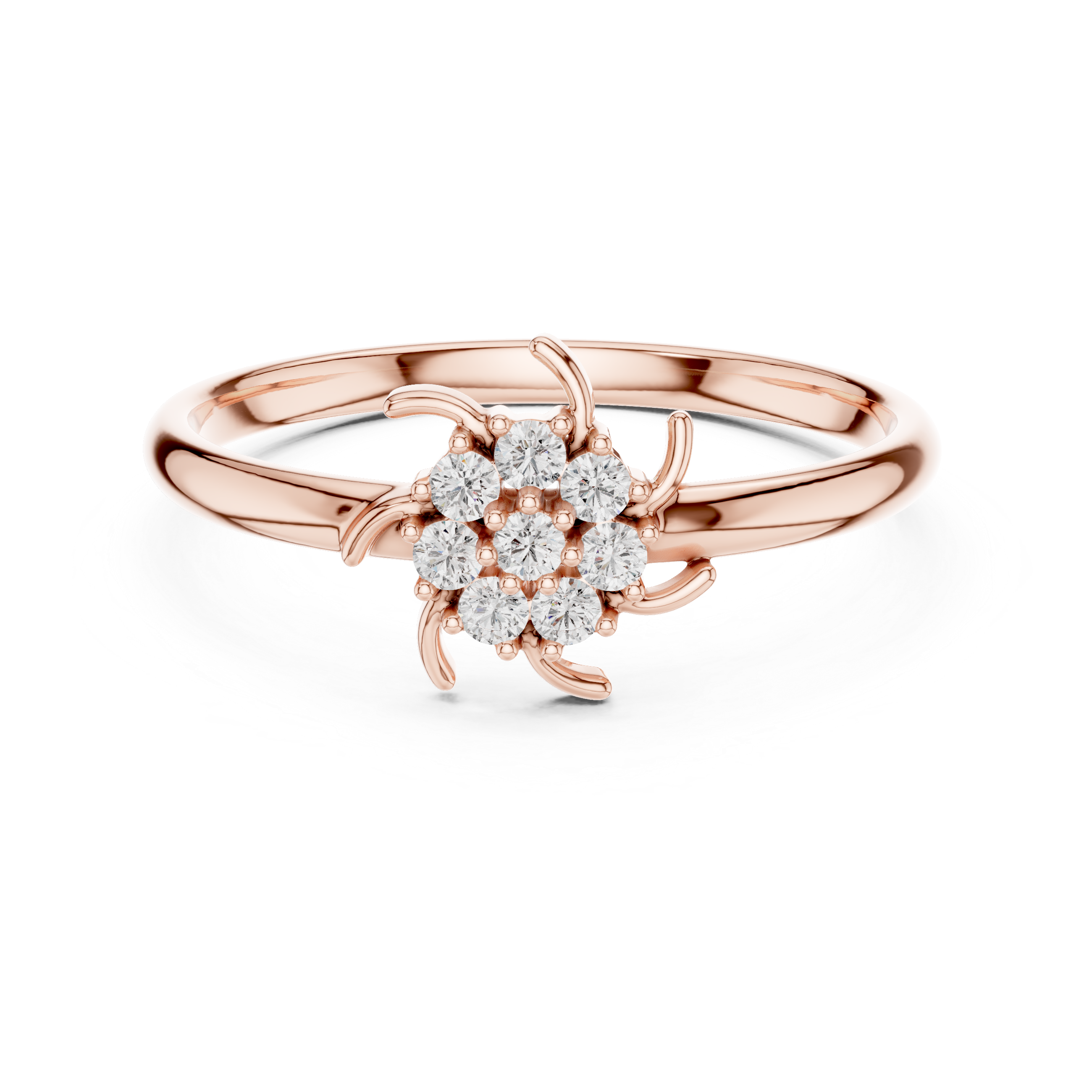 Sunburst Floral Diamond Ring – Minimal Elegant Gold Band
