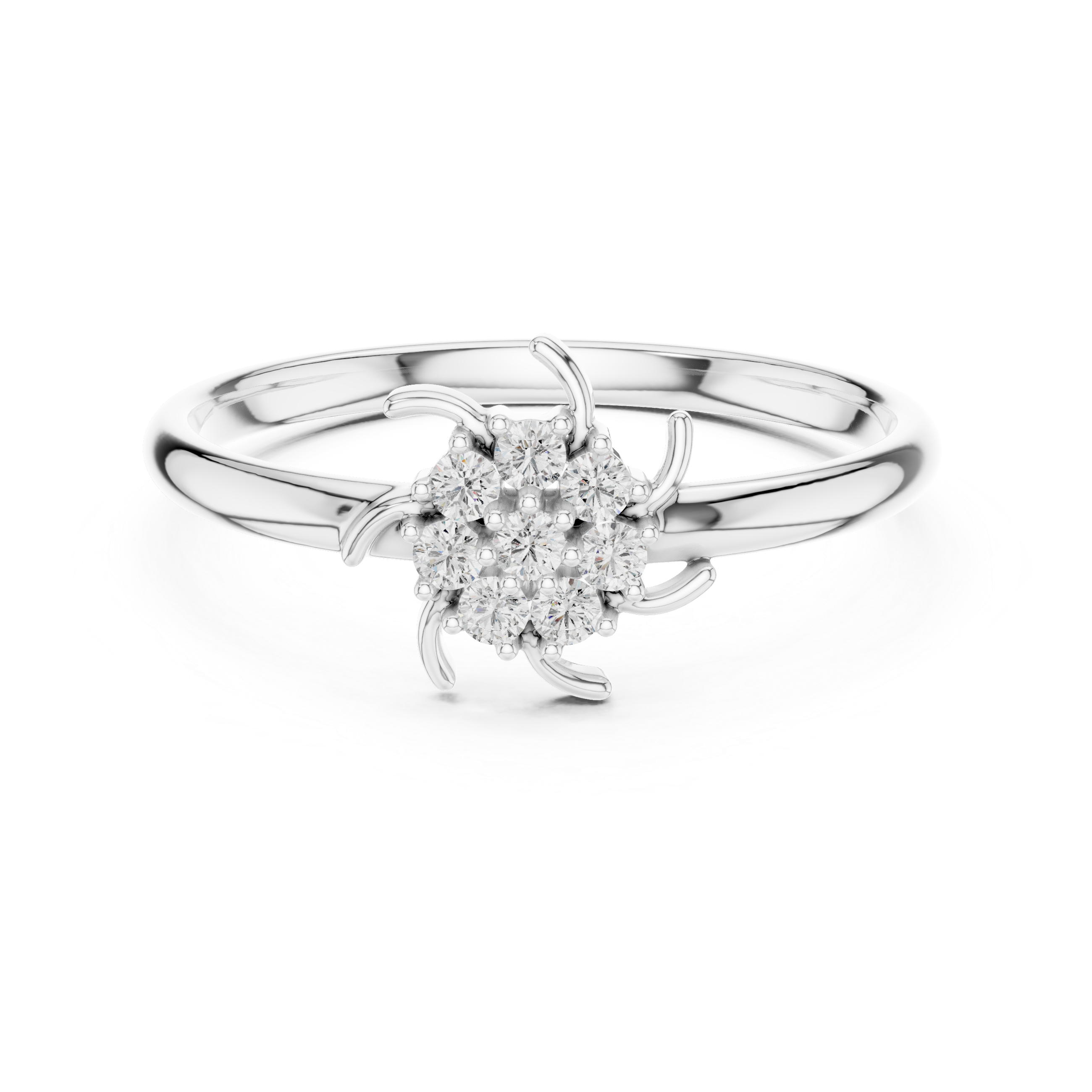 Sunburst Floral Diamond Ring – Minimal Elegant Gold Band