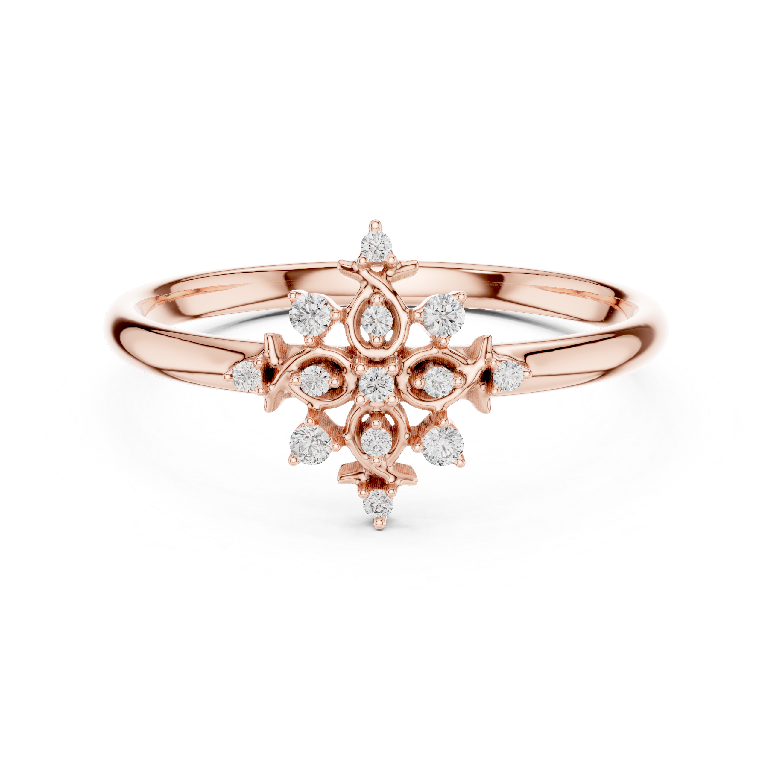 Delicate Vintage Floral Diamond Ring – Minimalist Gold Statement