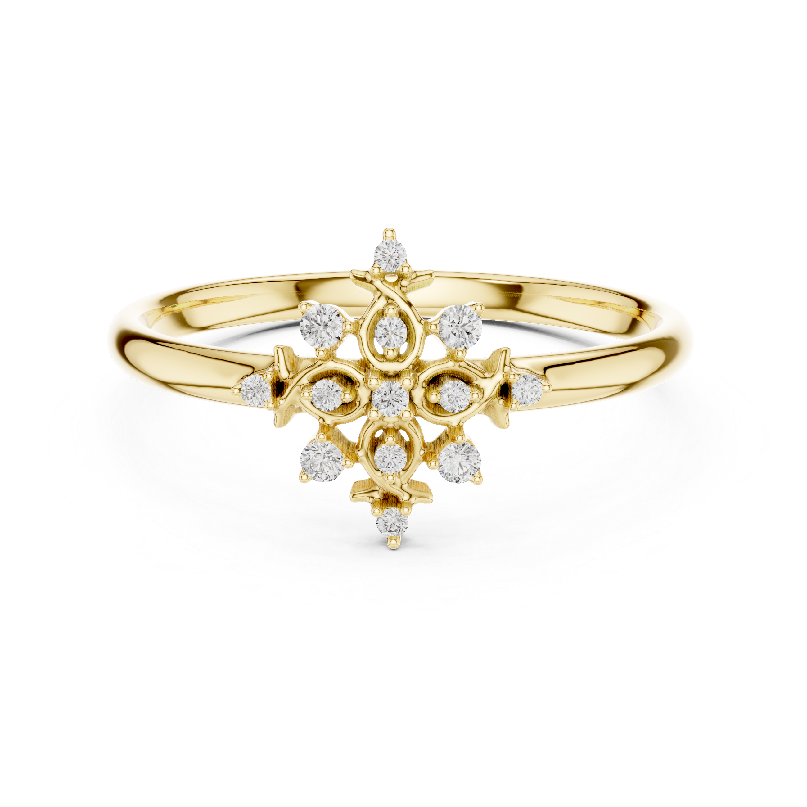 Delicate Vintage Floral Diamond Ring – Minimalist Gold Statement