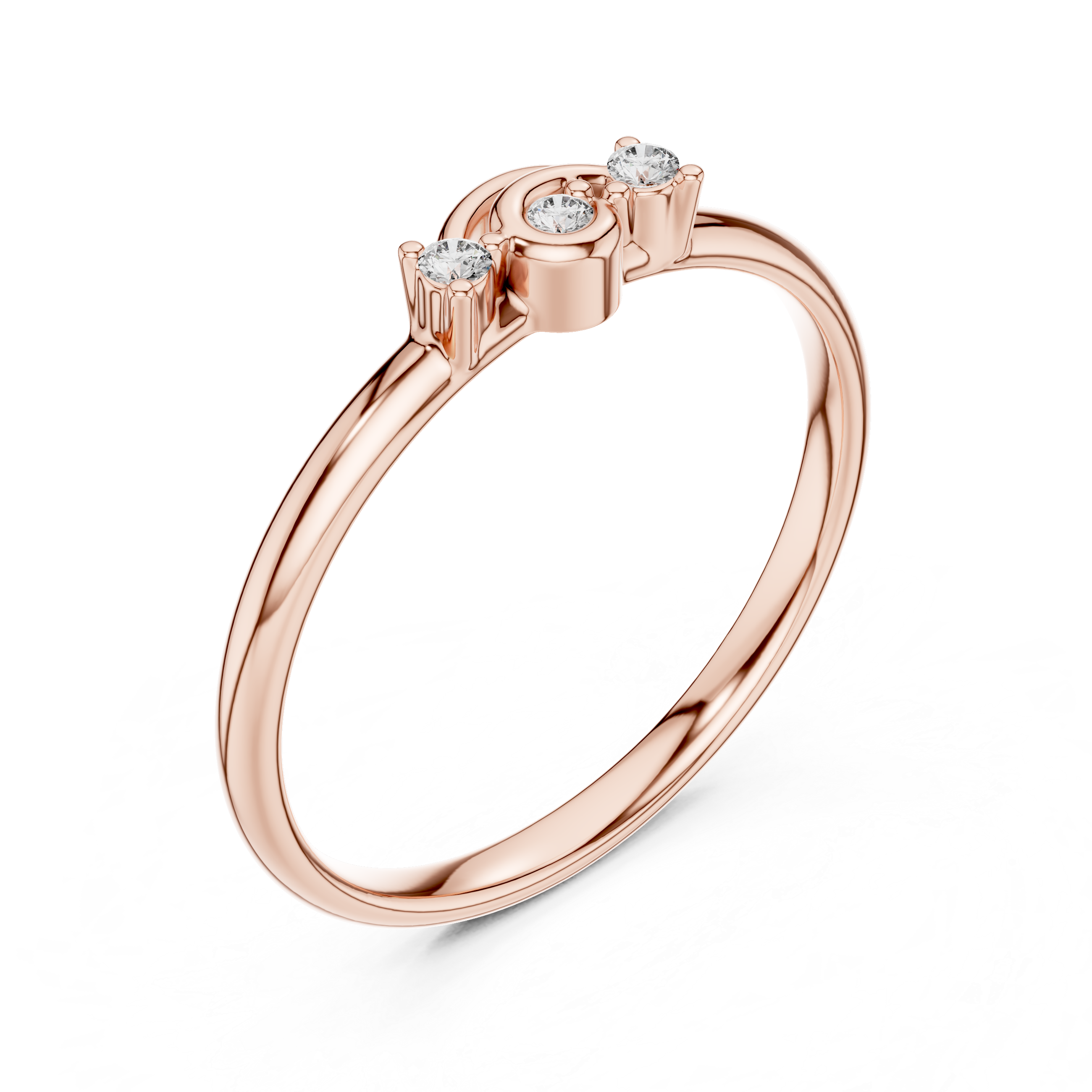 Minimal Triple Diamond Swirl Ring