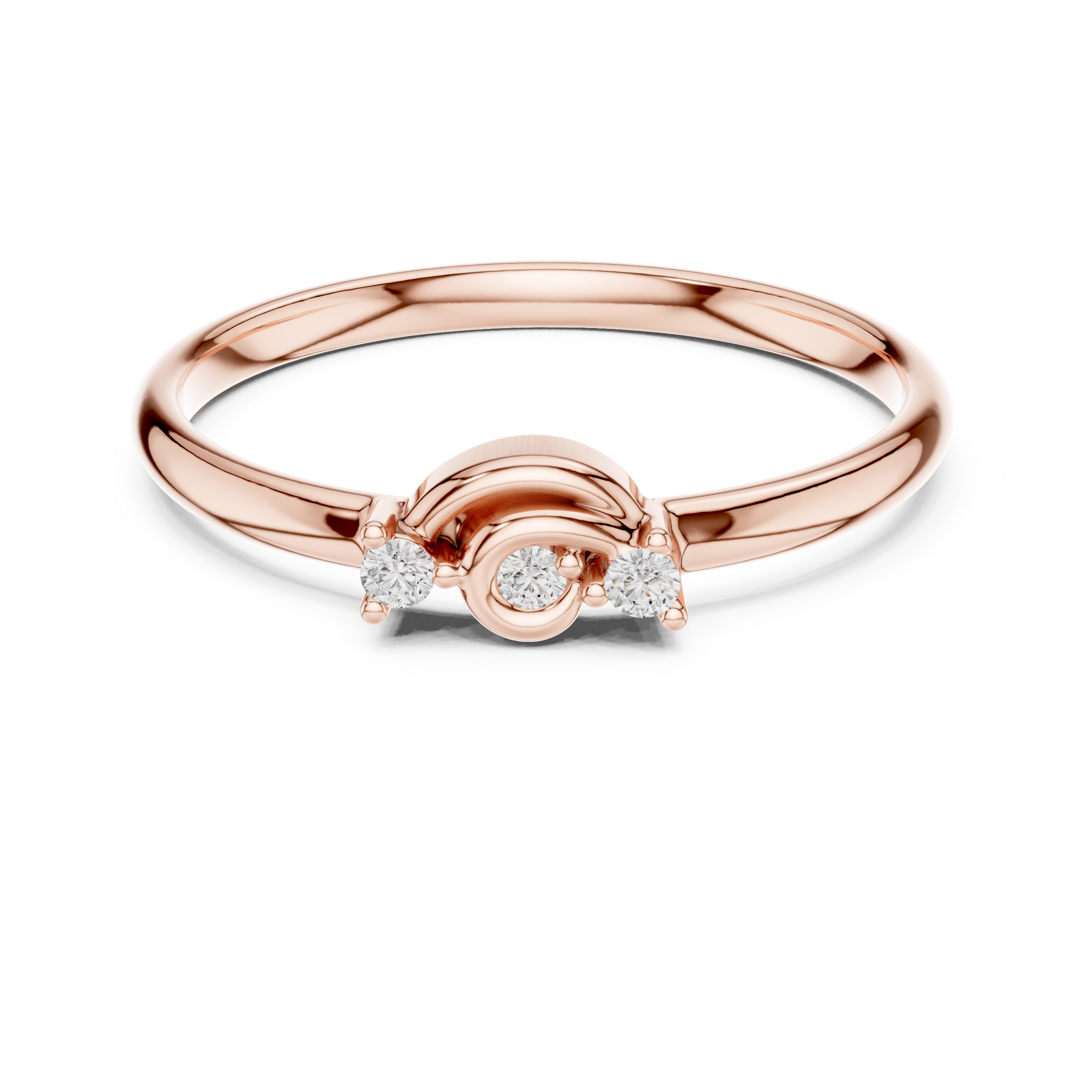 Minimal Triple Diamond Swirl Ring