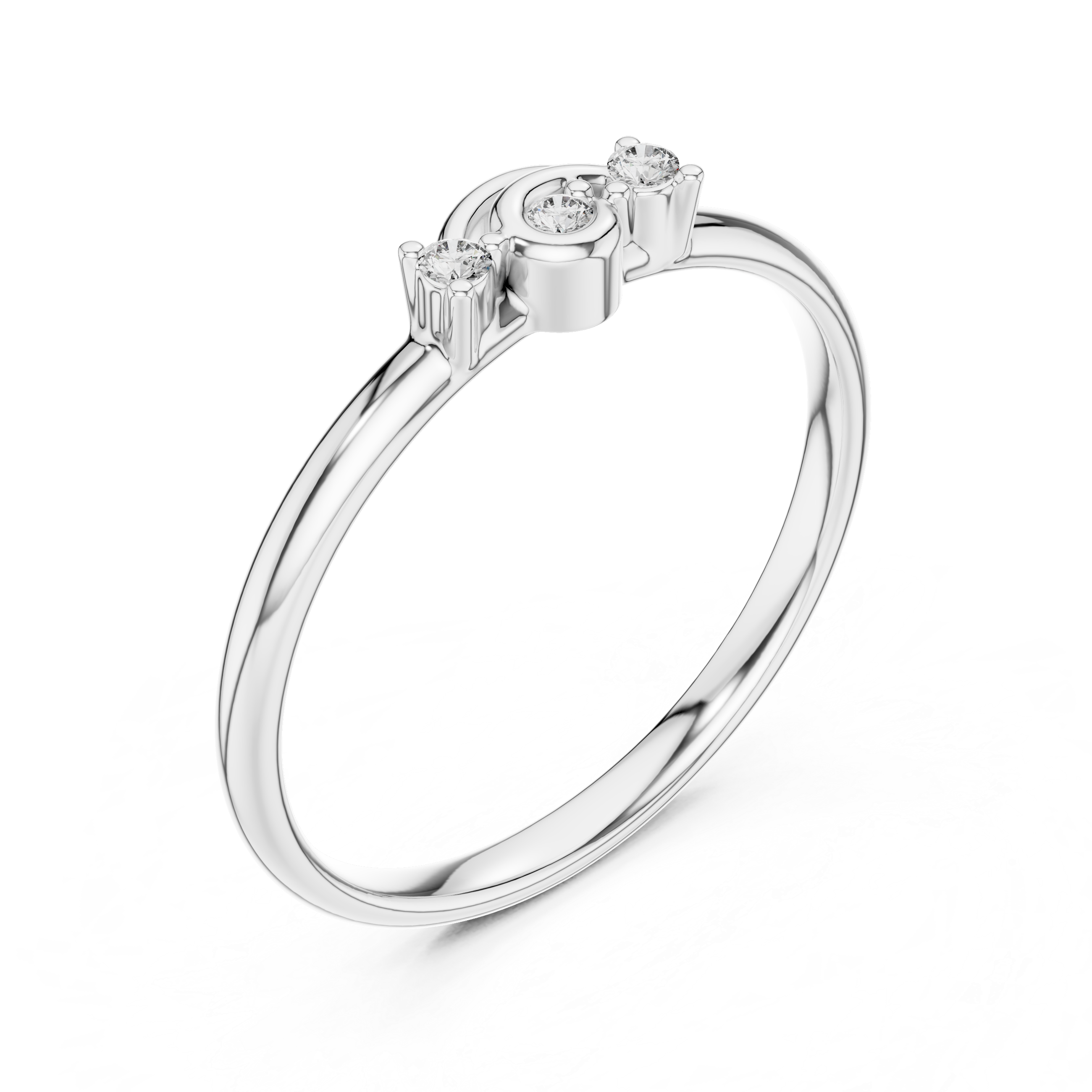 Minimal Triple Diamond Swirl Ring