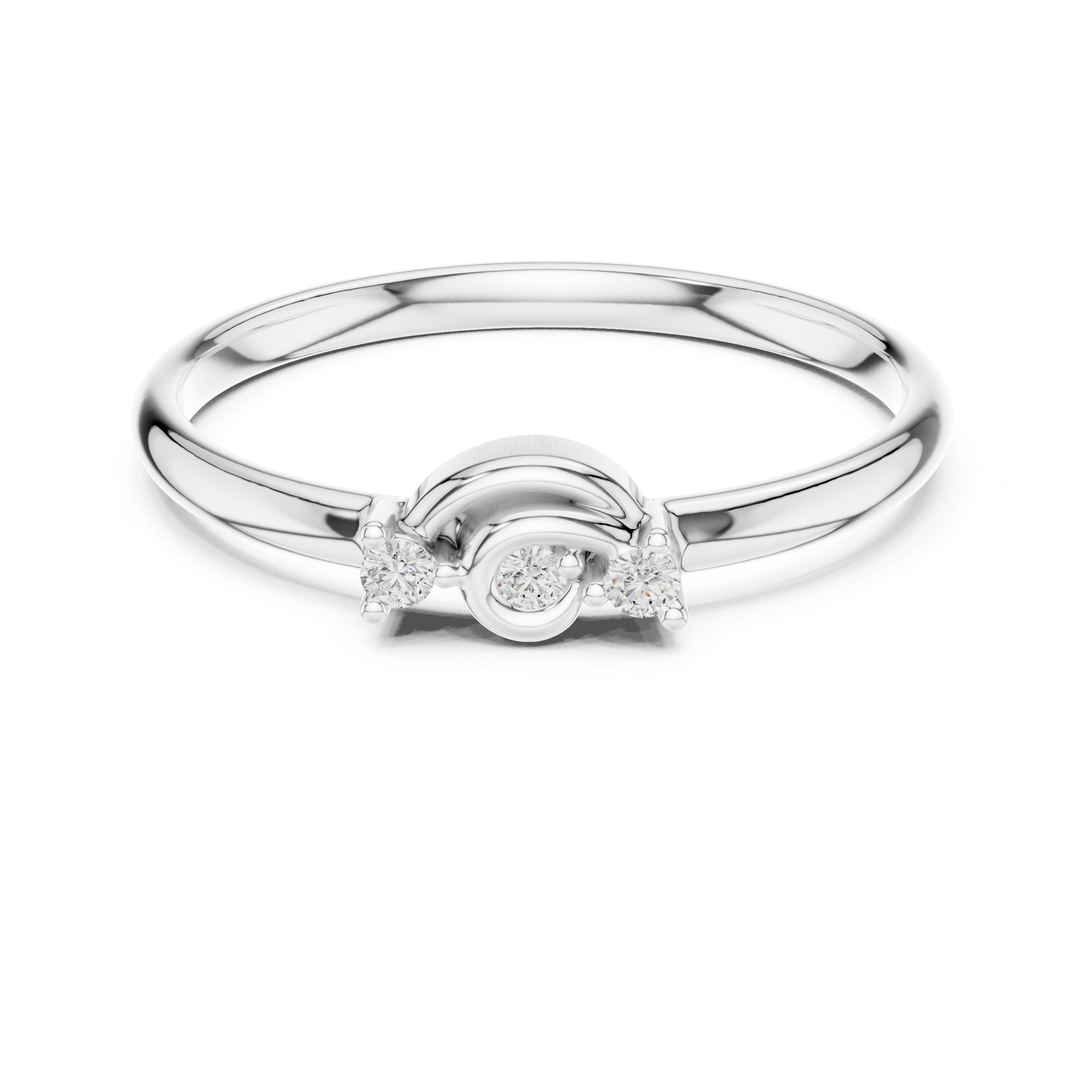 Minimal Triple Diamond Swirl Ring