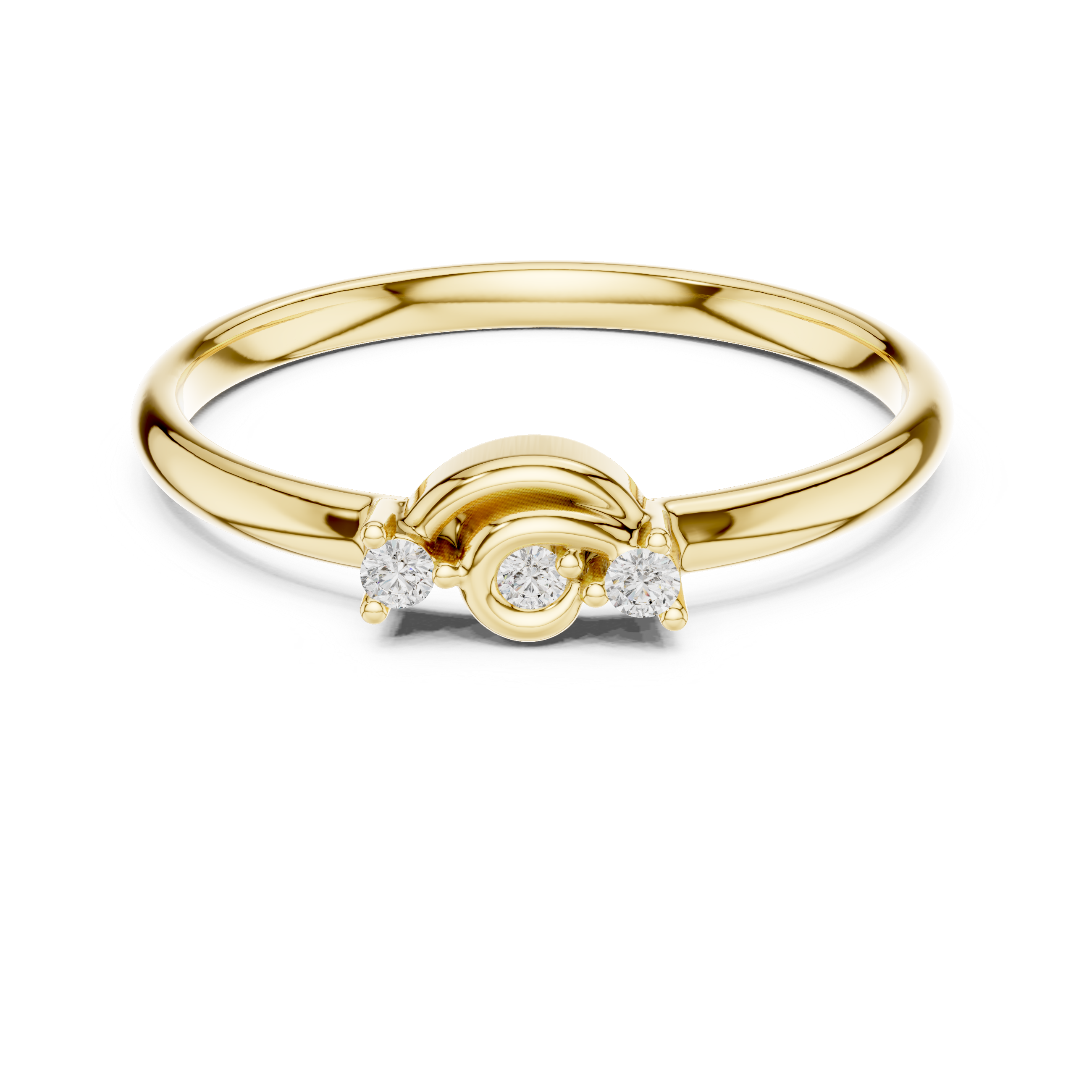 Minimal Triple Diamond Swirl Ring