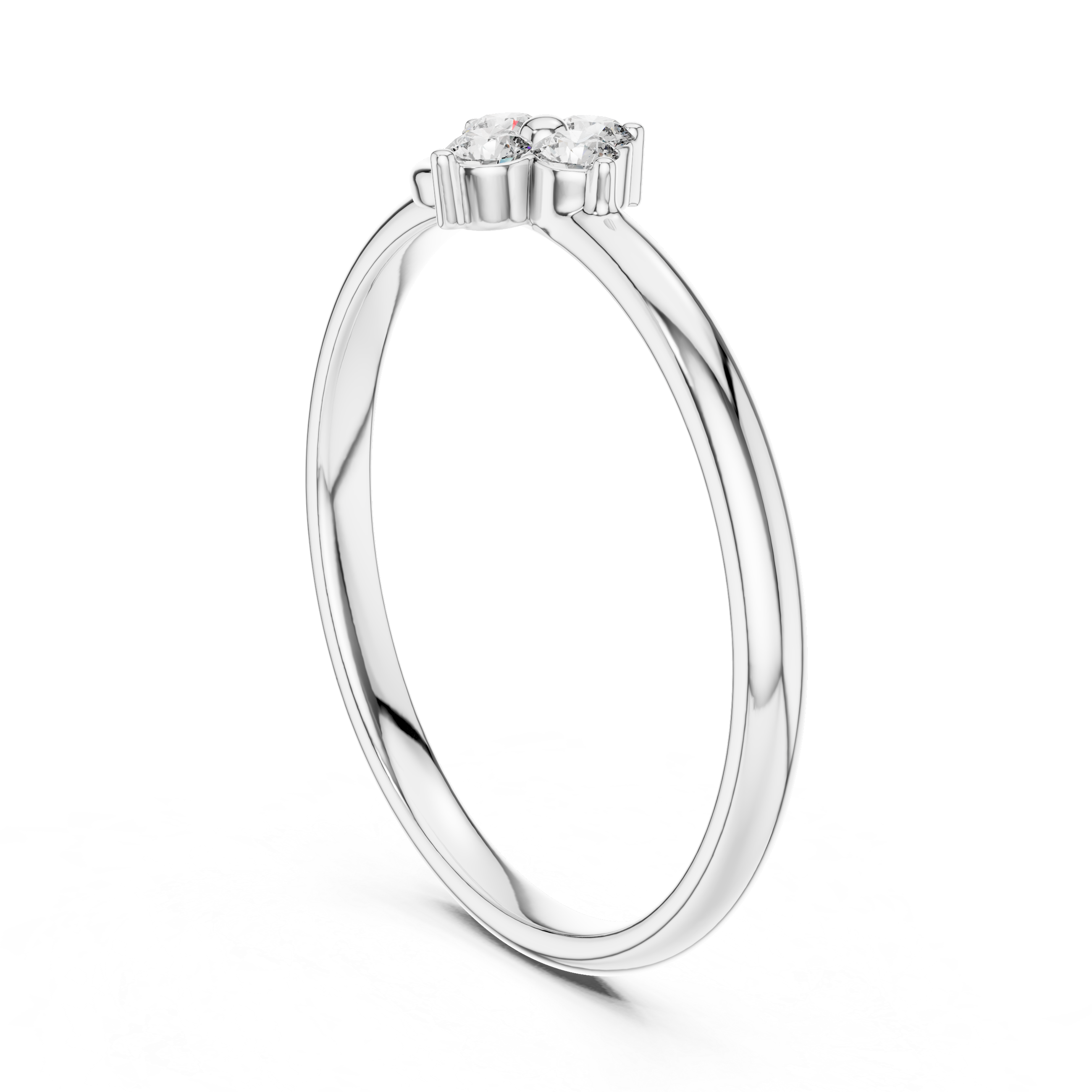 Floral Four Diamond Swirl Ring