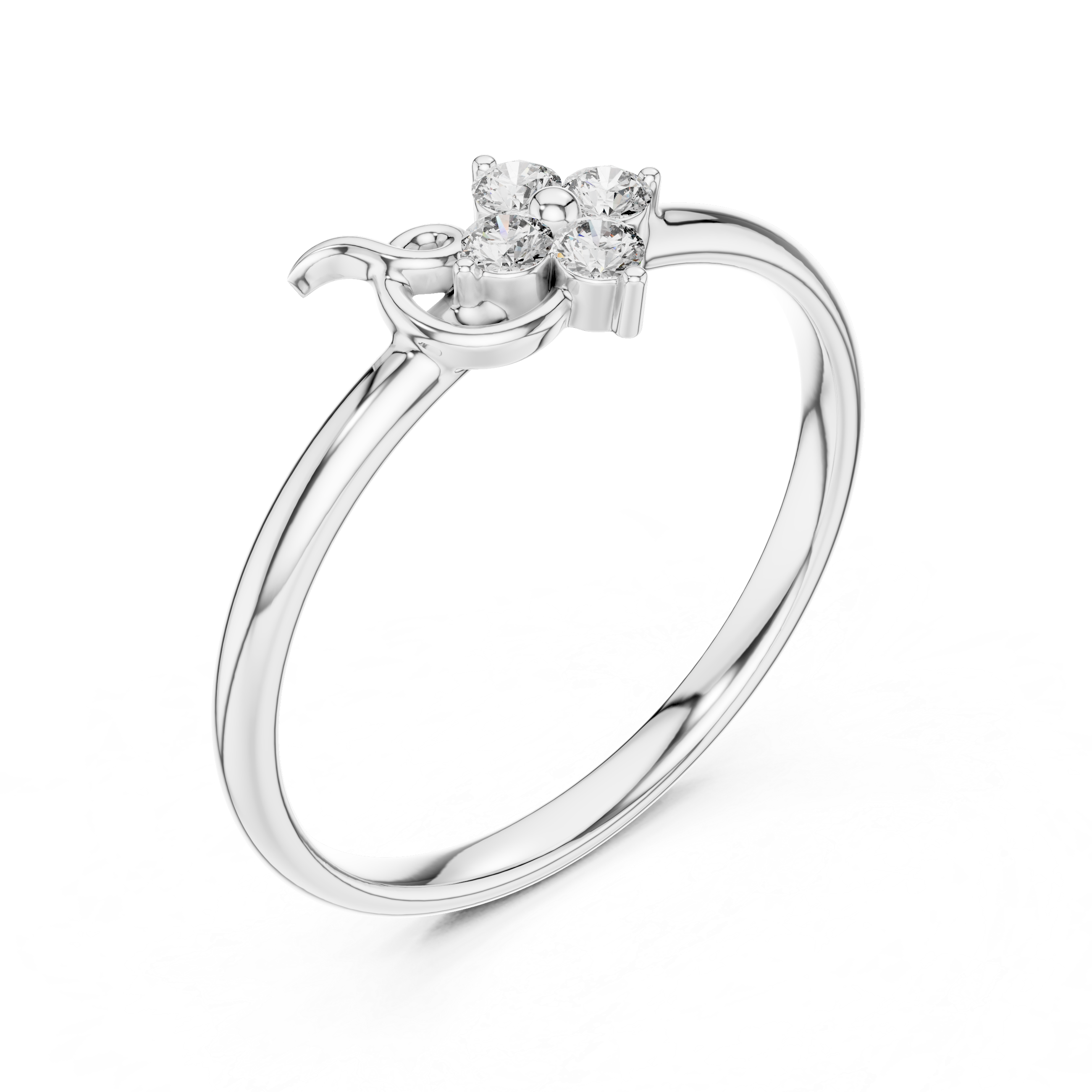 Floral Four Diamond Swirl Ring