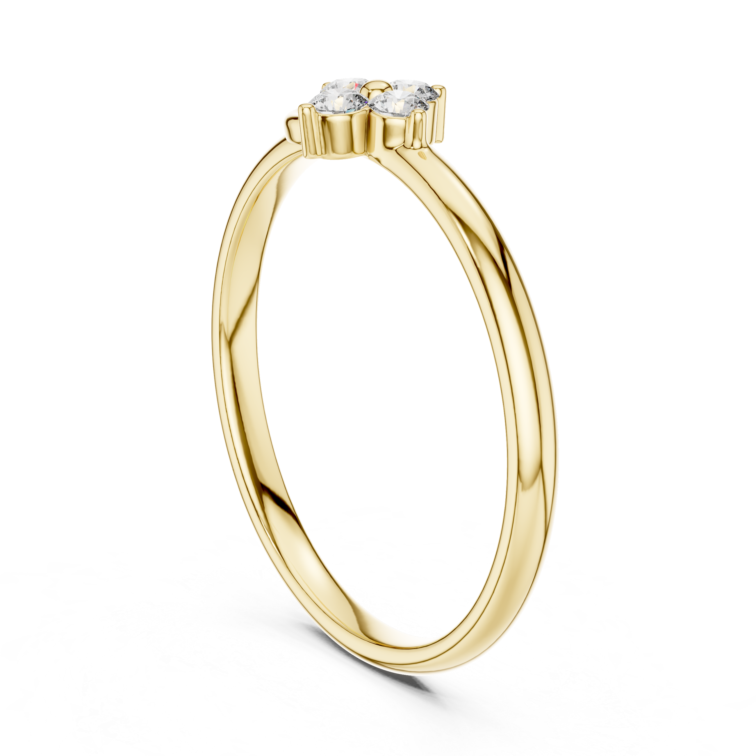 Floral Four Diamond Swirl Ring