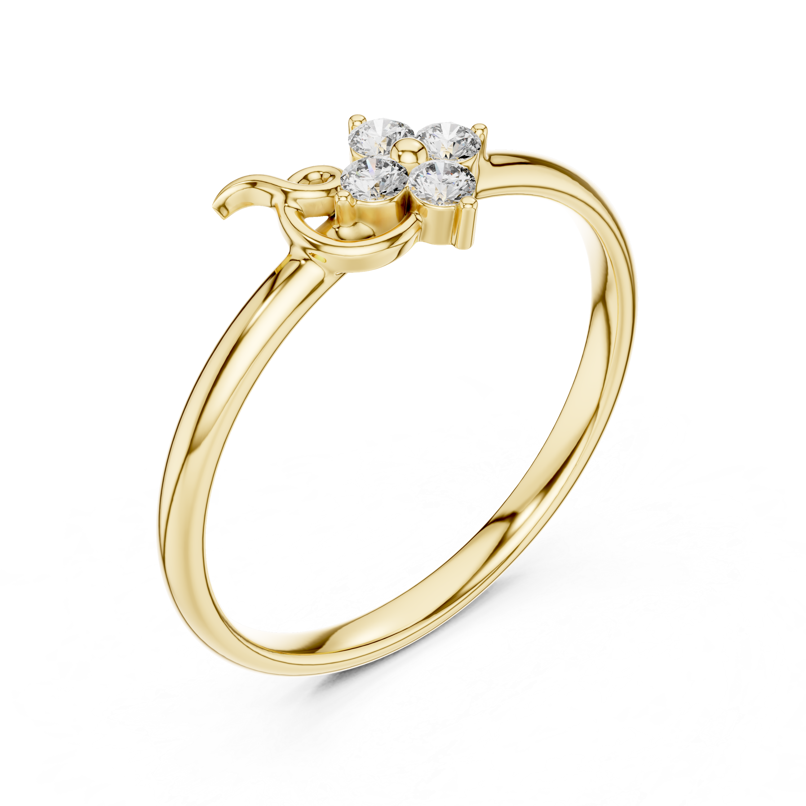 Floral Four Diamond Swirl Ring