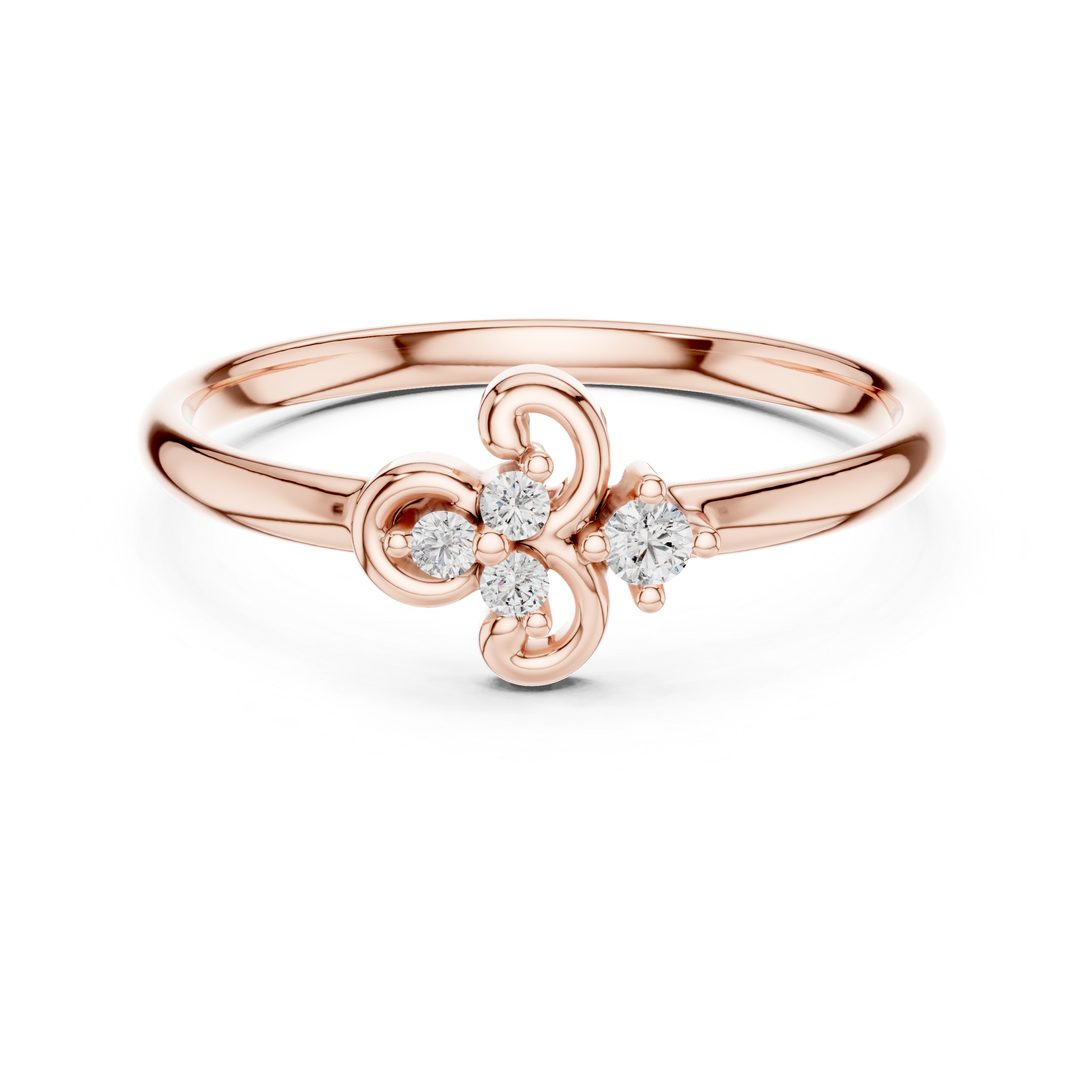 Elegant Four Diamond Swirl Cluster Ring