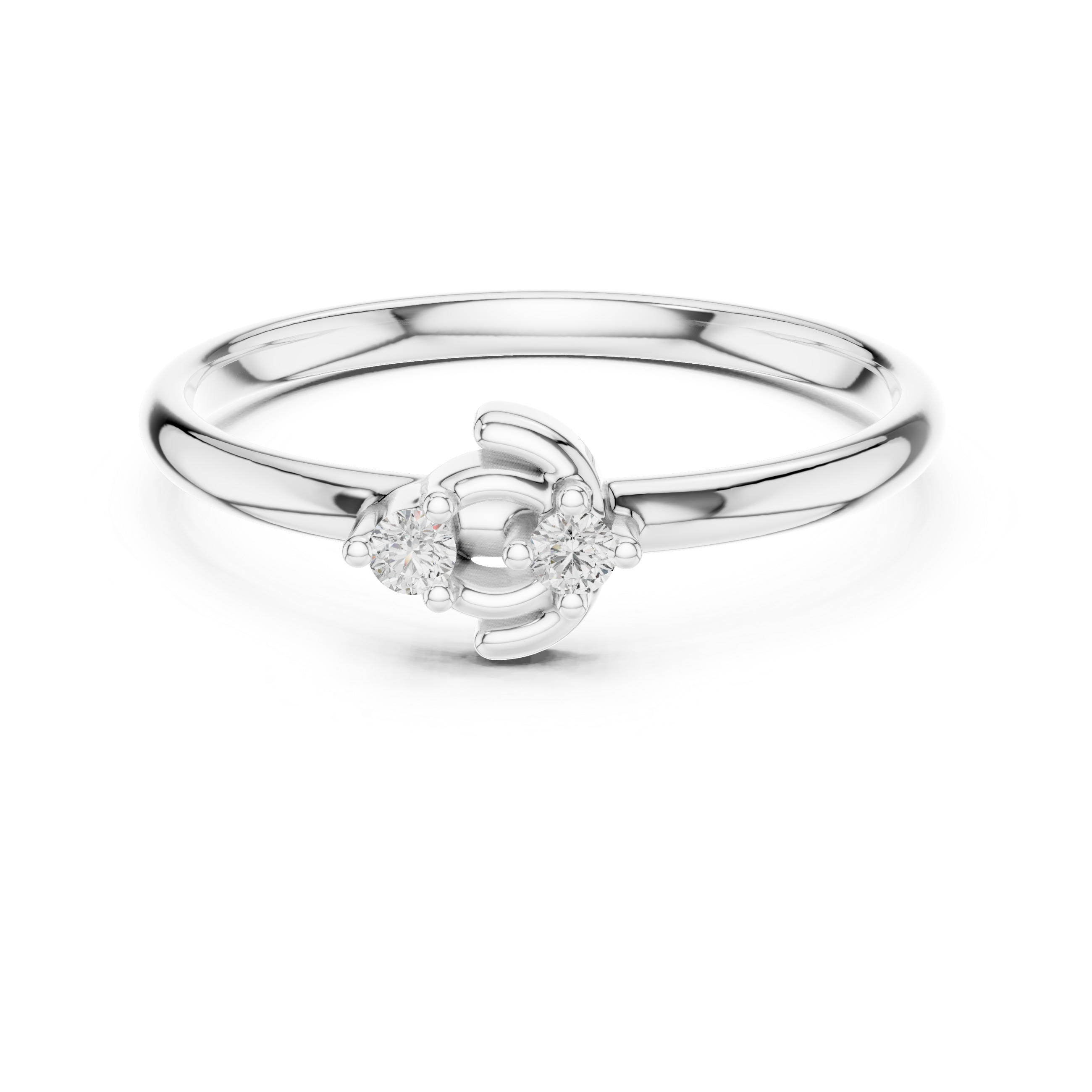 Minimal Double Diamond Swirl Ring