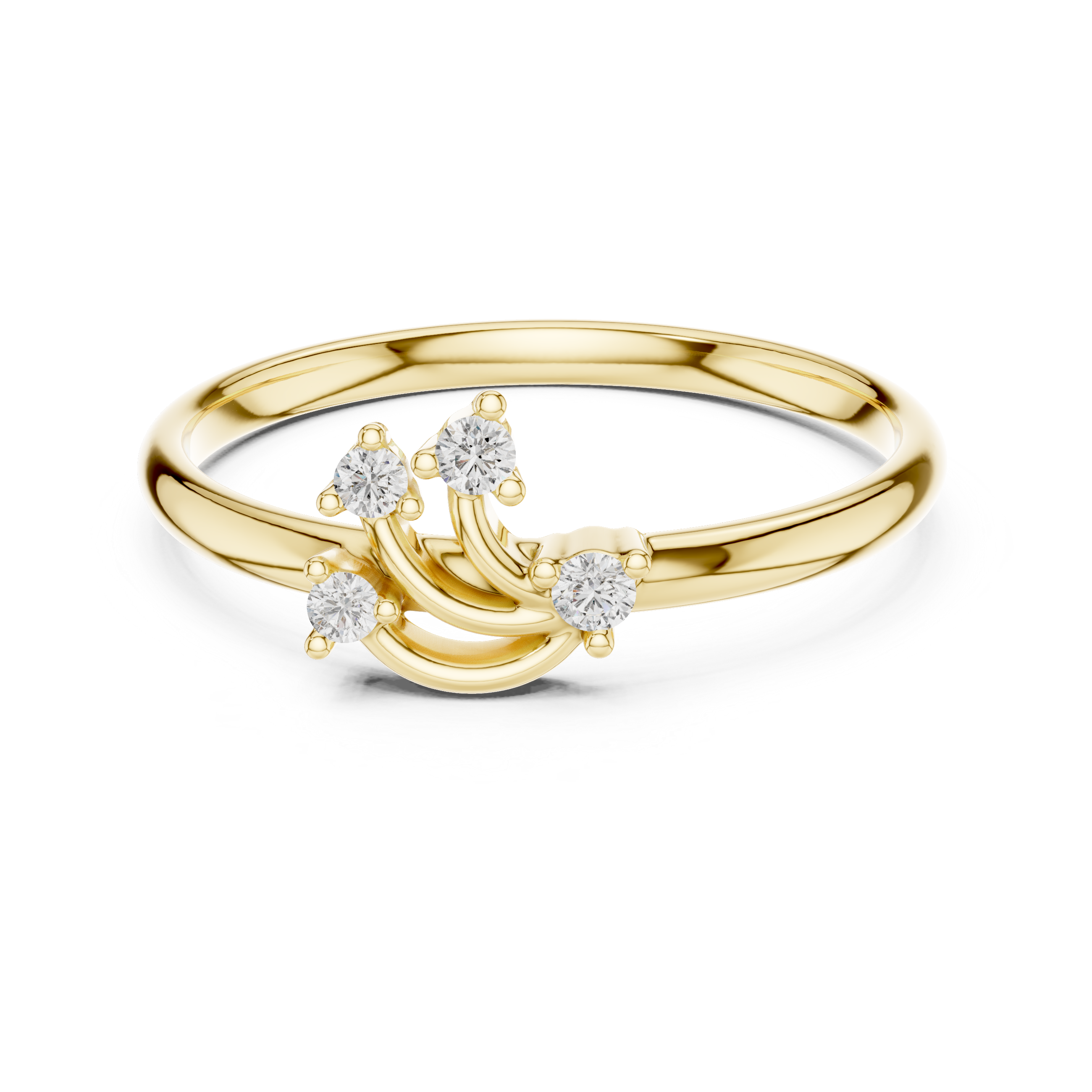 Curved Cluster Diamond Ring