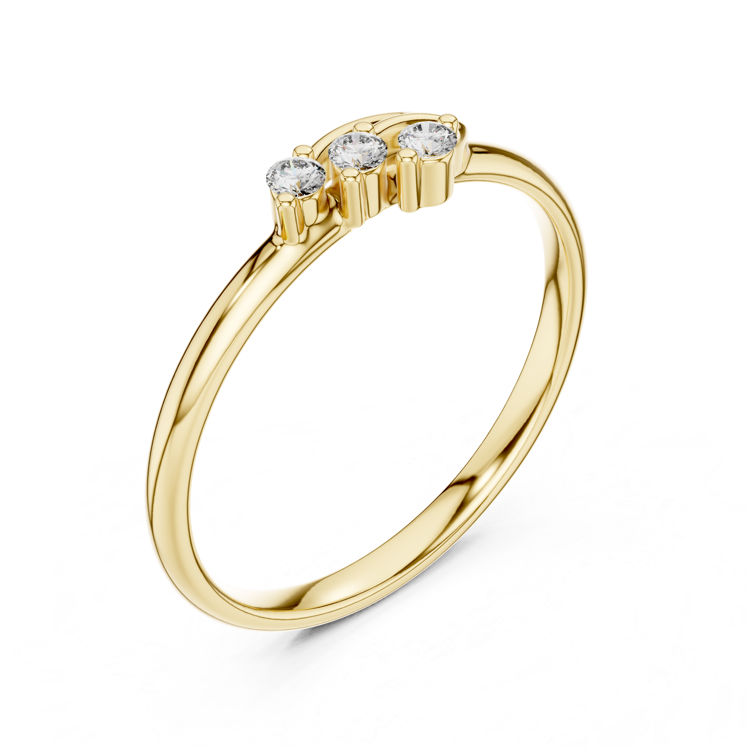 Curved Trio Diamond Ring