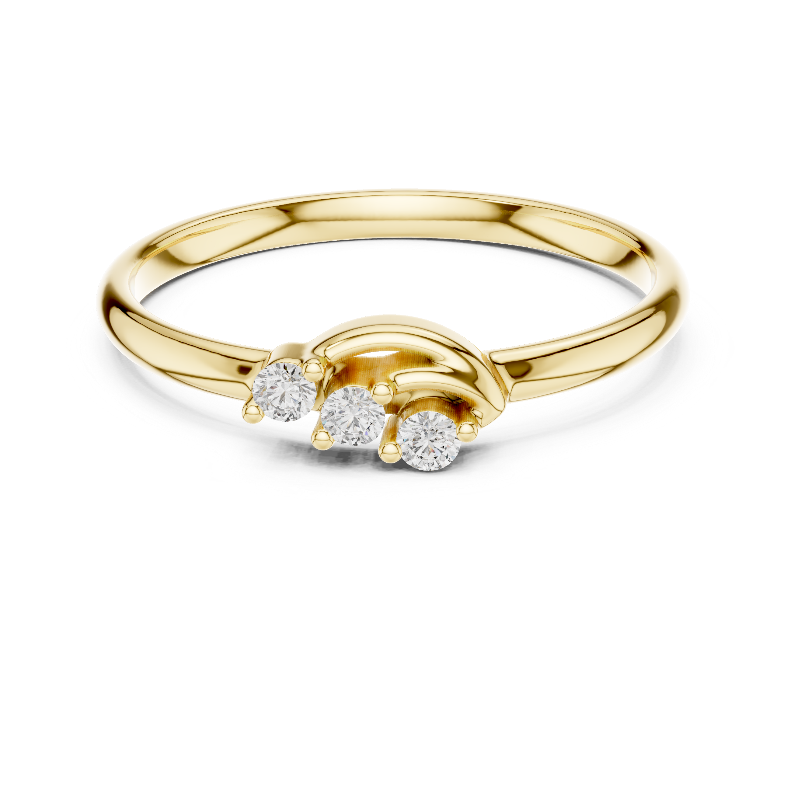 Curved Trio Diamond Ring